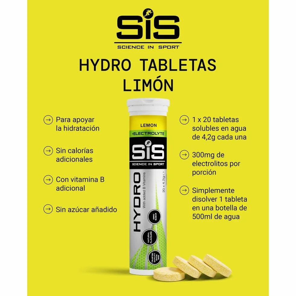 Science in Sport HYDRO comprimidos electrolitos 20 uds. citrón veganos efervescentes