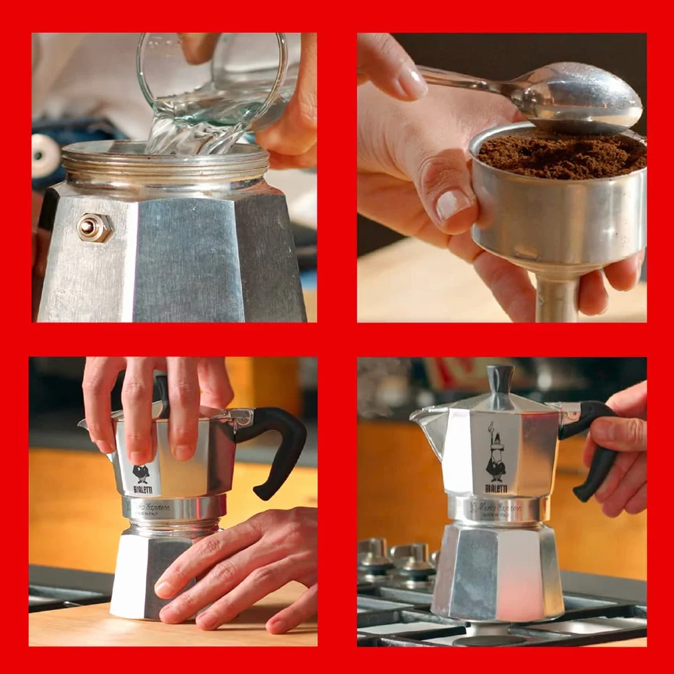 Bialetti Moka Express 3 Tazas Cafetera Italiana Espresso Aluminio Plata 130 Ml
