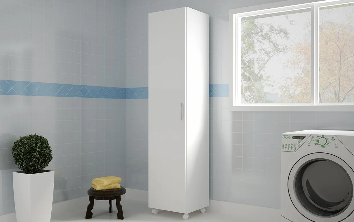 Armario Multiusos con Puerta y Ruedas Blanco
