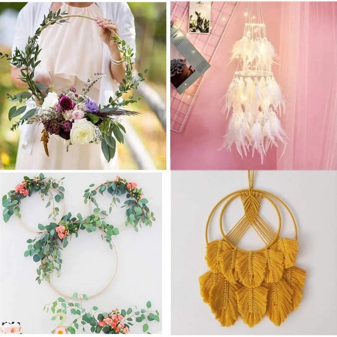 JZK Aros de Bambú y Madera para Macramé, Atrapasueños, Corona de Flores y Colgantes