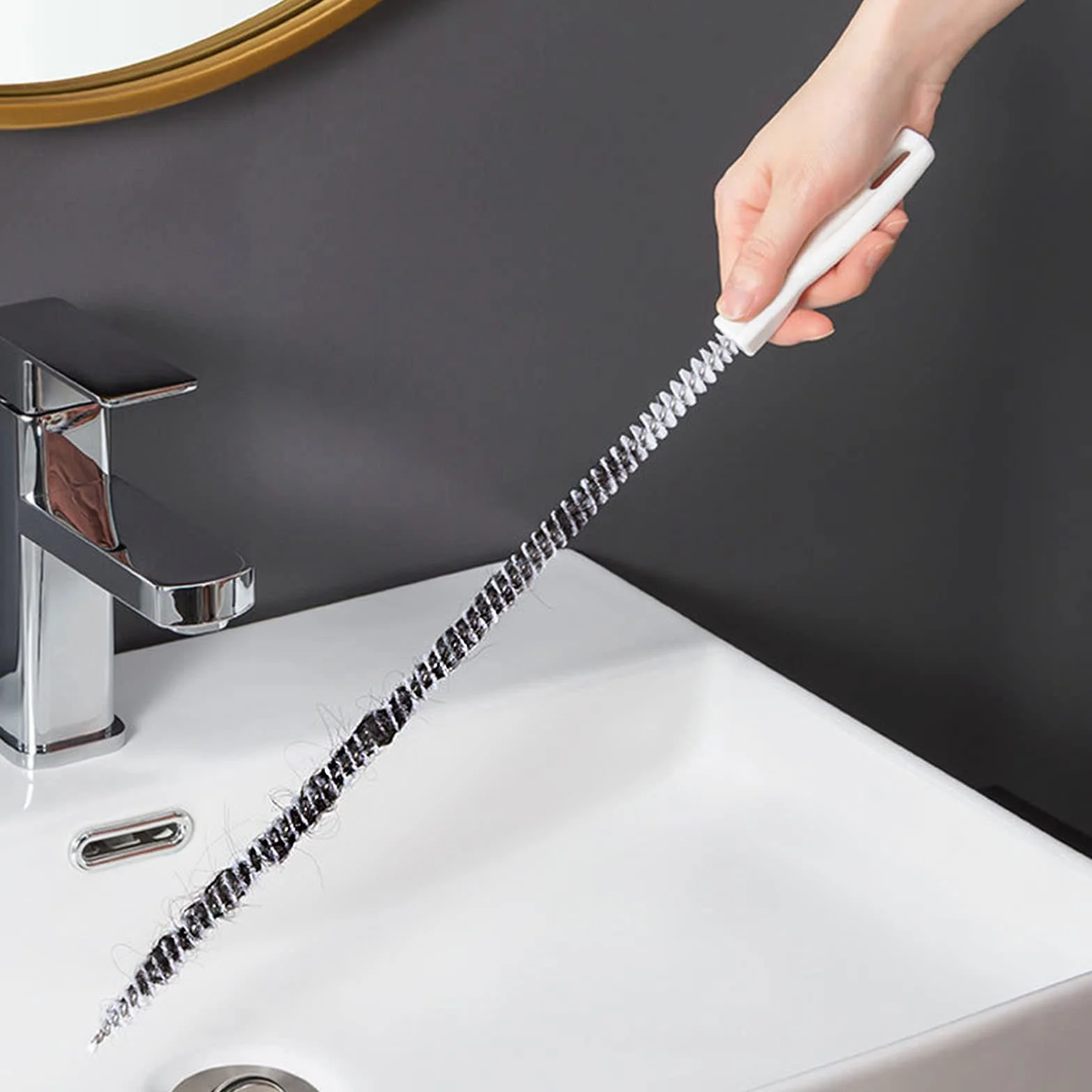 KEYRI 3 Piezas Cepillo de Limpieza para Desagüe, Flexible 45cm Cepillo de Limpieza de Tuberías, Herramienta de Drenaje para Eliminar Pelos y Desatascar, para la Limpieza de Baño Cocina (3 Piezas)