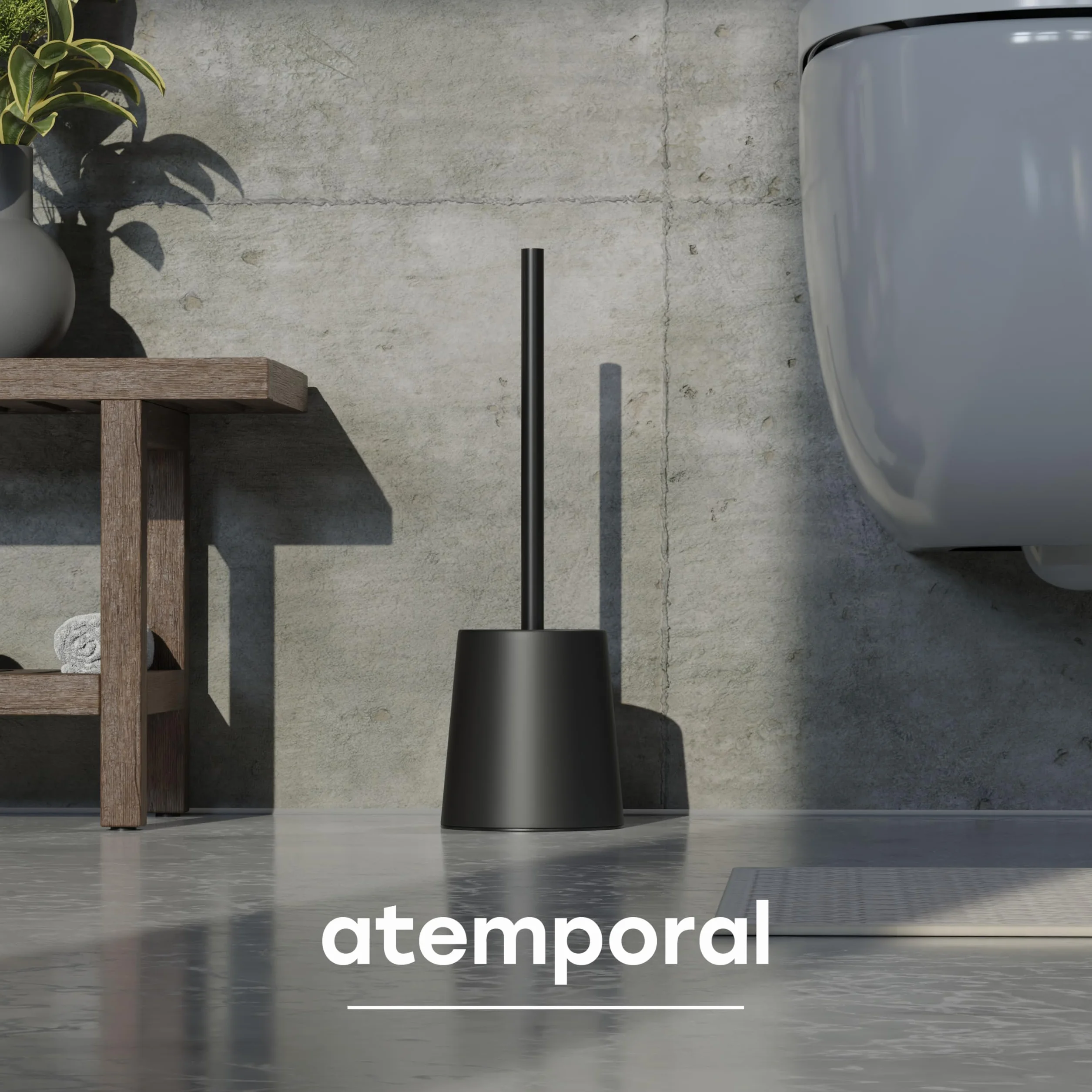 SAVEGA – Escobilla WC Silicona Negra con Soporte de Acero y Tapa – Cepillo Inodoro Higiénico para Baño Moderno