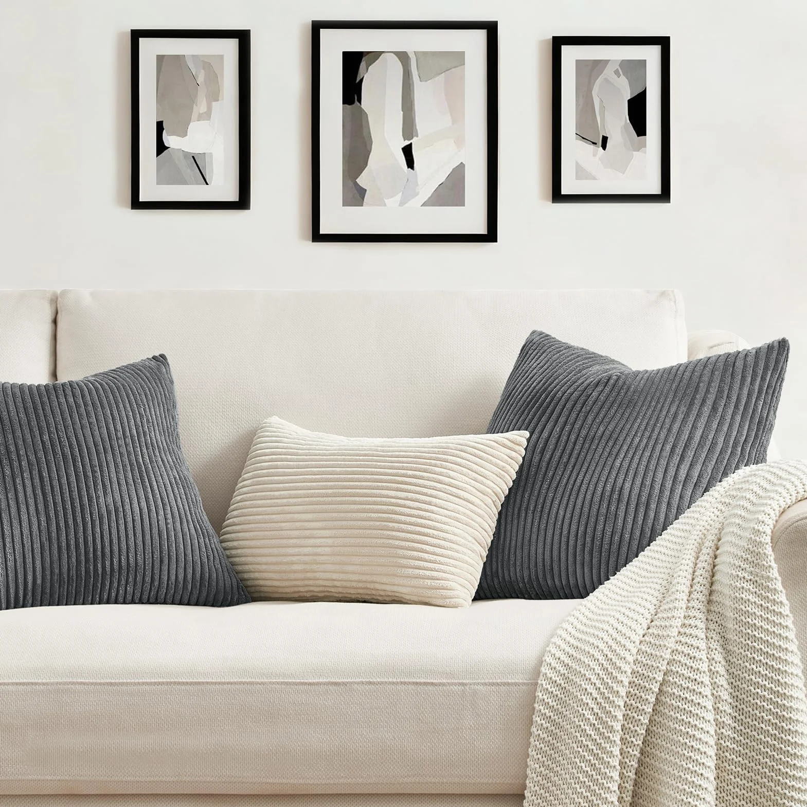 Topfinel Fundas Cojines 45x45 Gris Oscuro Pana Decoracion Hogar Moderno Sala 2 Piezas