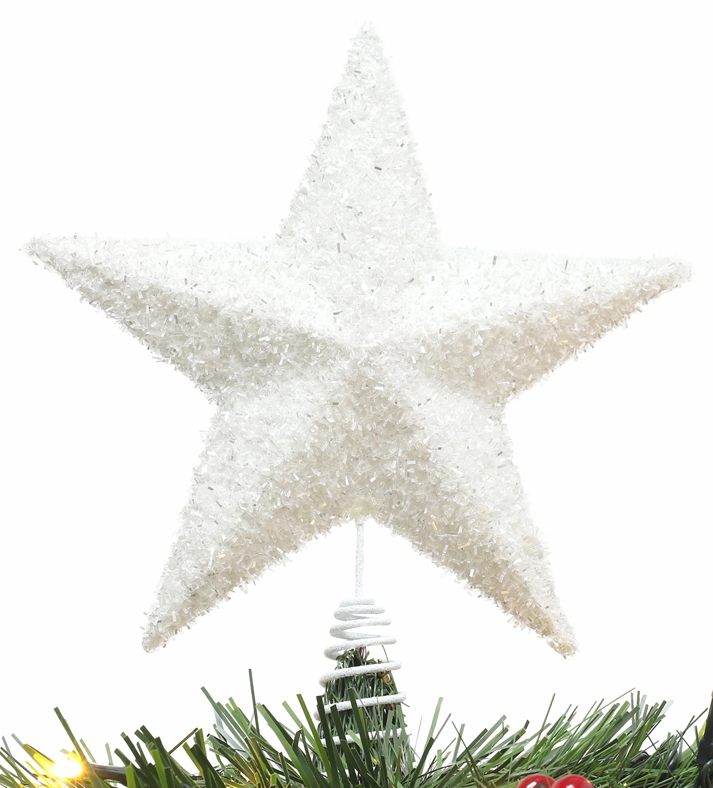 Christmas Concepts® Estrella de árbol Brillante 28 cm - Decoración navideña Lujosa (Blanca)