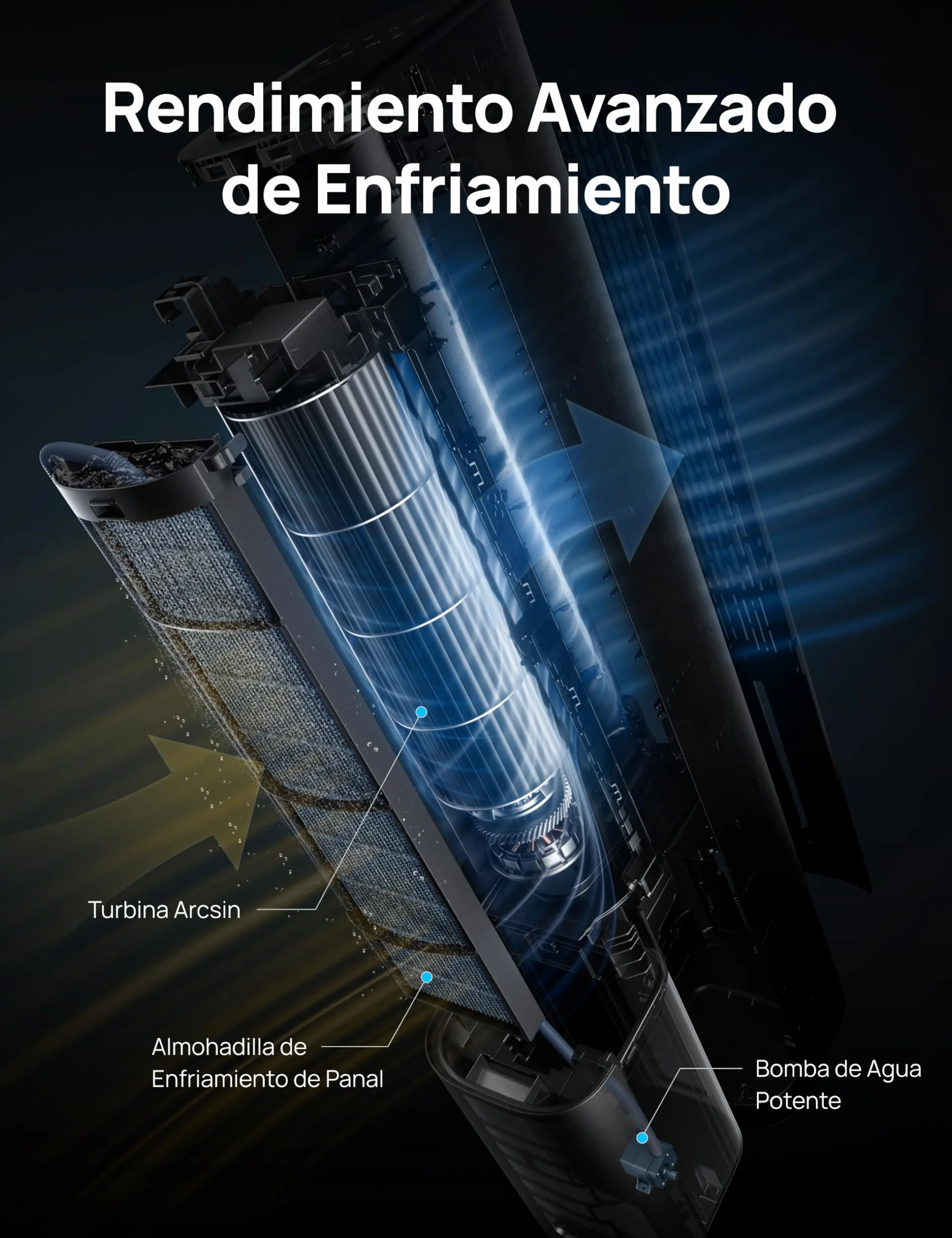 DREO Ventilador de Torre con enfriamiento por agua, enfriador 110 cm, silencioso, 4 velocidades, 4 modos, evaporativo, control app, paquete de hielo, oscilación 80°, temporizador 12 h, blanco
