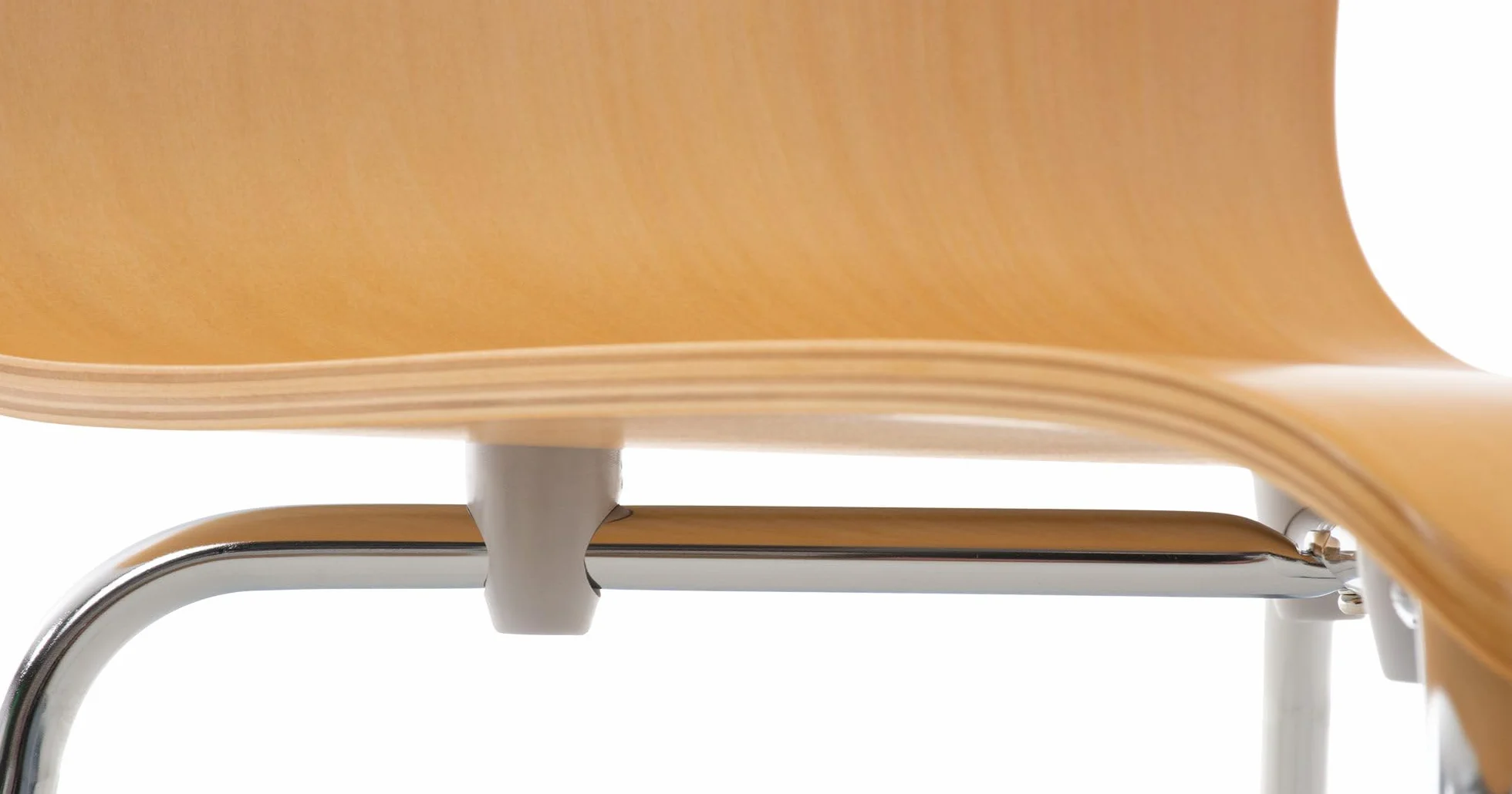 CLP Juego de 4 Sillas de Espera Pepe, Silla de Visitas con Asiento de Madera Ergonómico, Soporte Metálico, Color Natura