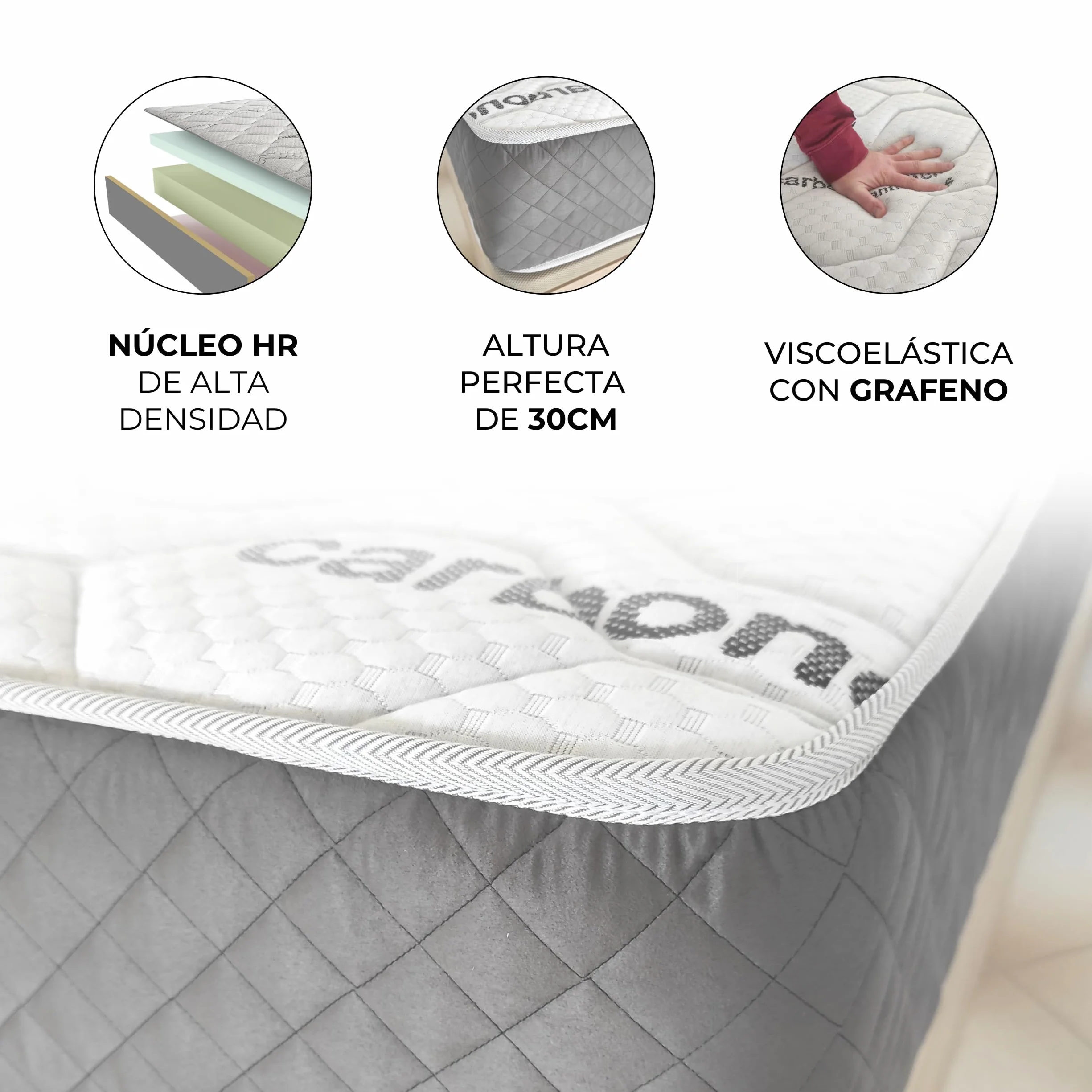 Colchón Viscoelástico Anti-Stress 30cm Firmeza Muy Alta 150x190 Fabricado en España