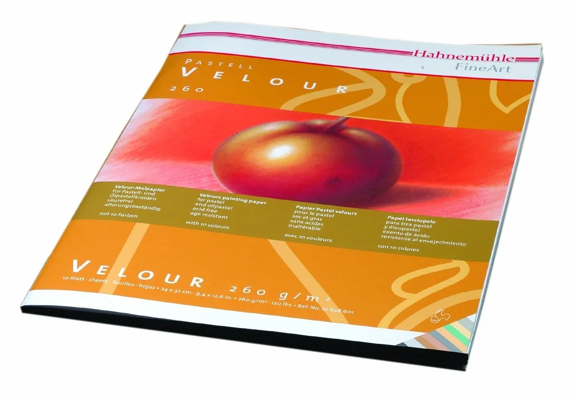 Pastel Papel Velour bloque blanco 260 g/m², 36 x 48 cm, 10blatt