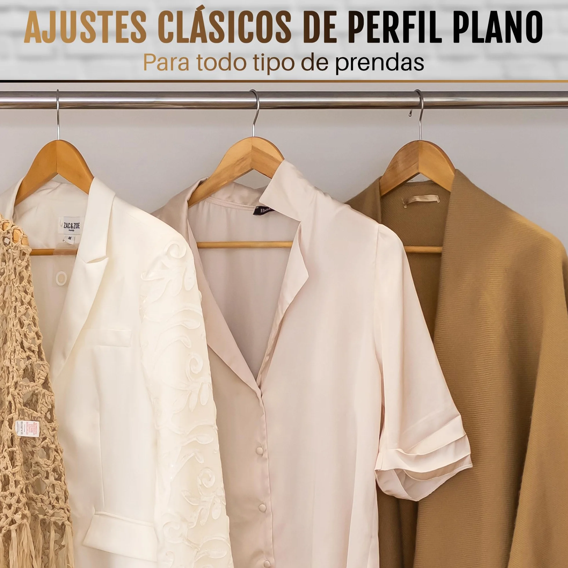 Perchas de Madera Pack 20 - Cabides Resistentes y Elegantes para Ropero
