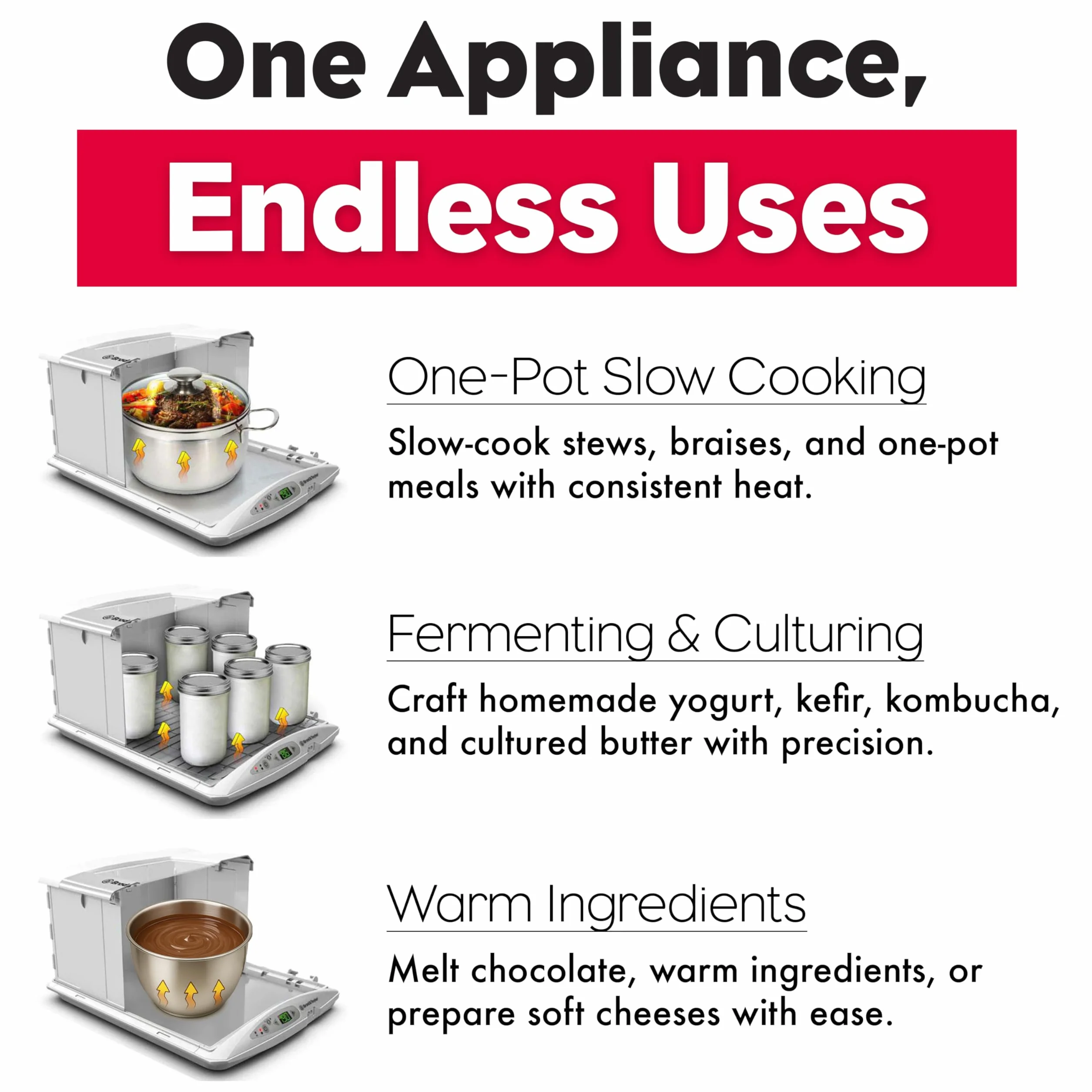 Brod & Taylor Folding Proofer & Slow Cooker Proofer z Półką Akcesoryjną, Biały