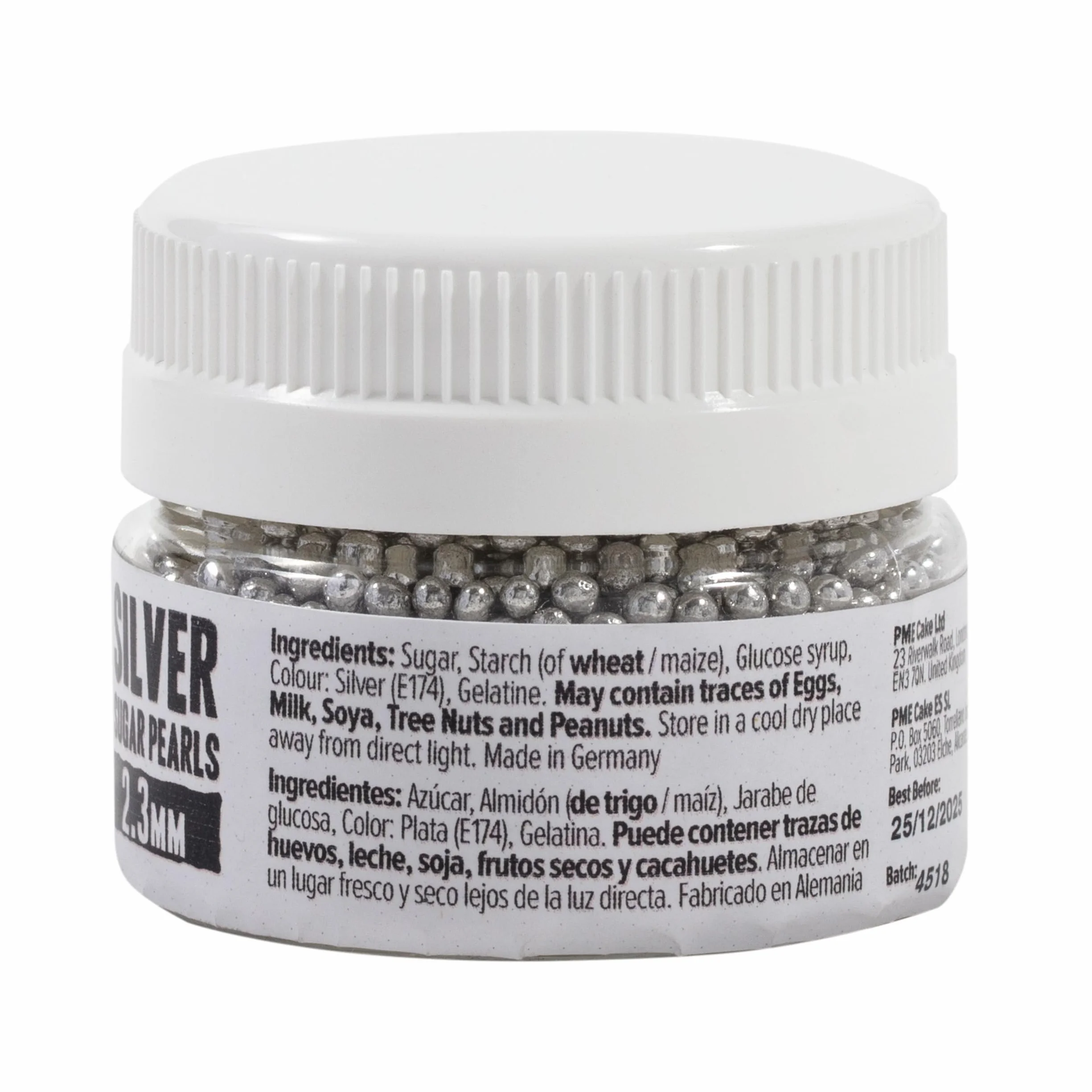 Perlas de Azúcar Plateadas PME 2,3 mm 25 g