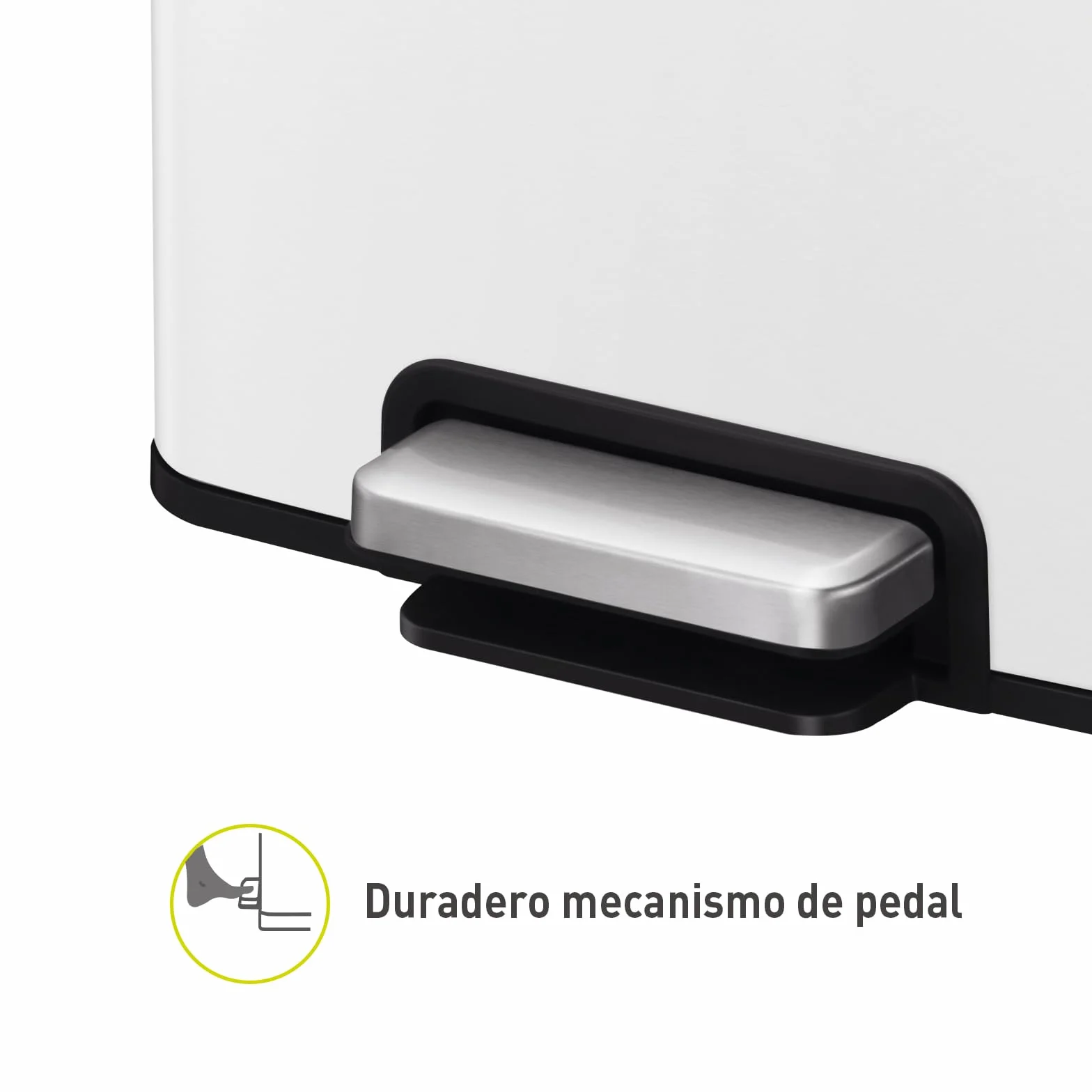 EKO Madison Cubo de Basura de Cocina de 50 l, con Pedal y Tapa con Cierre Suave, Acero Inoxidable Blanco Mate antihuellas, Cubo de Basura Moderno y Resistente, Grande