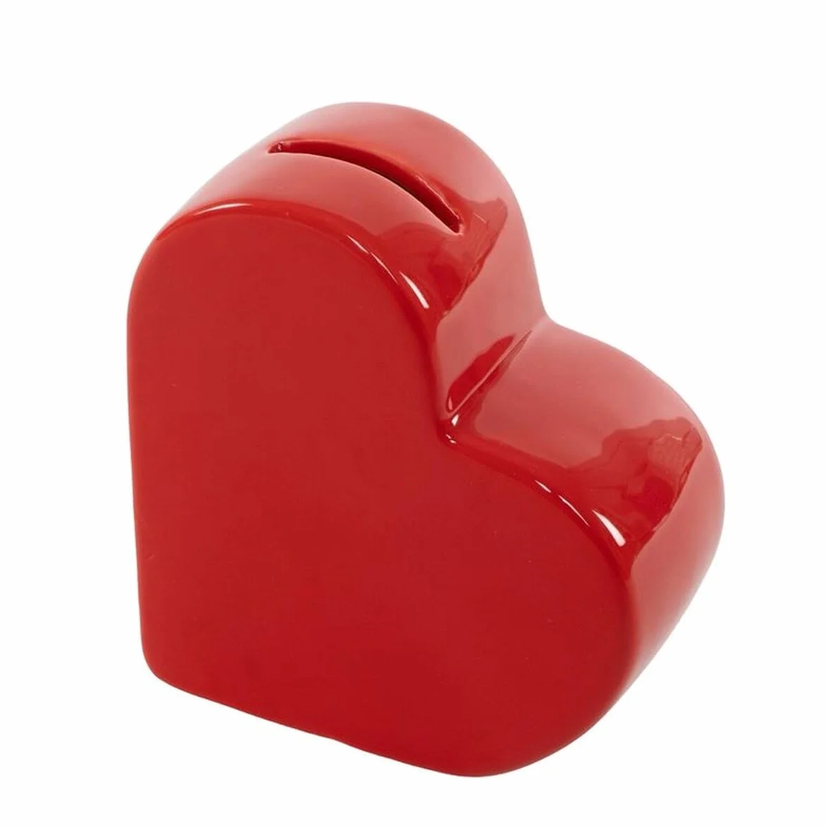 Hucha Decorativa en Forma de Corazón, Cerámica Roja, Regalo para San Valentín, 12x5x12 cm