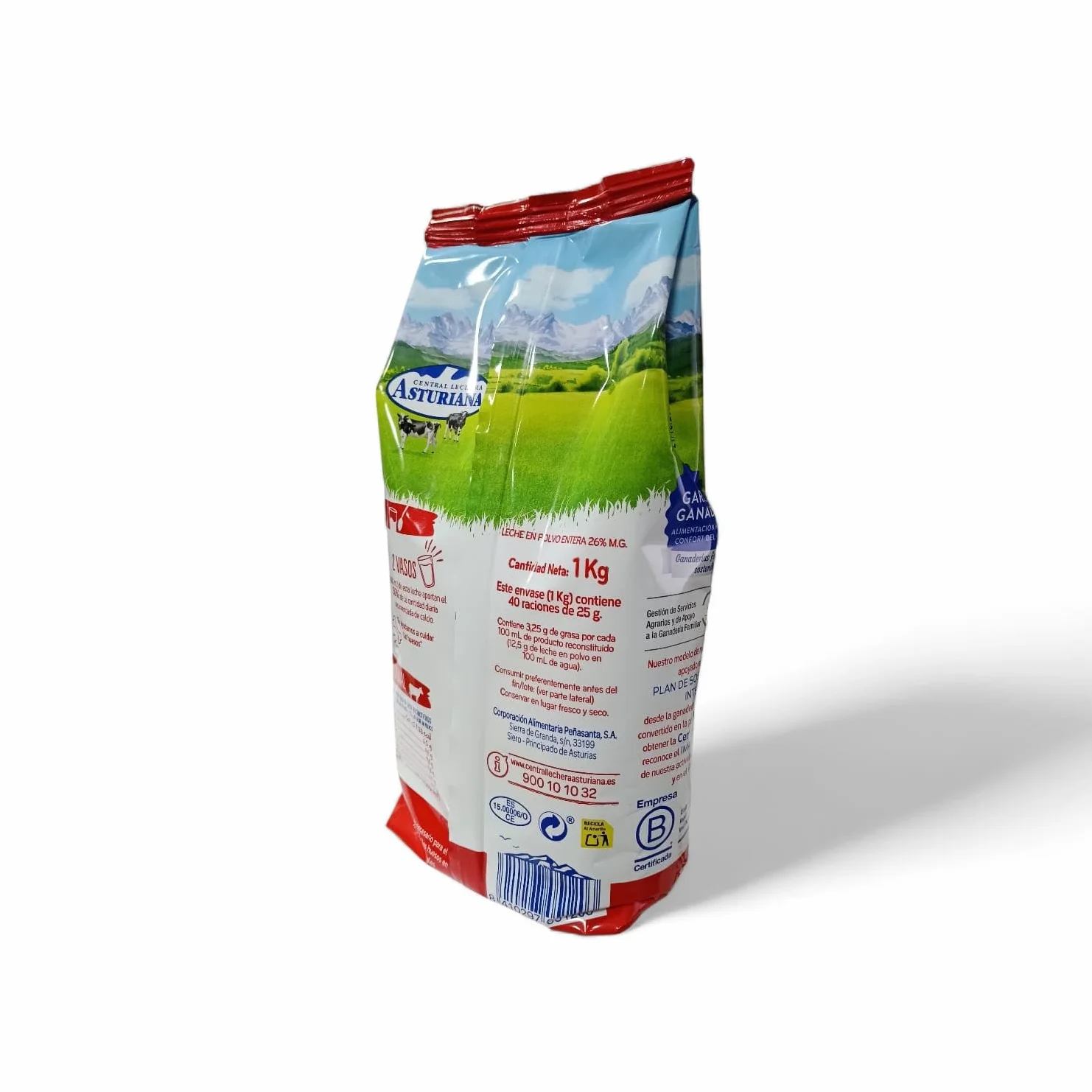 Central Lechera Asturiana Leche en Polvo Entera 1 kg Pack 2 Unidades