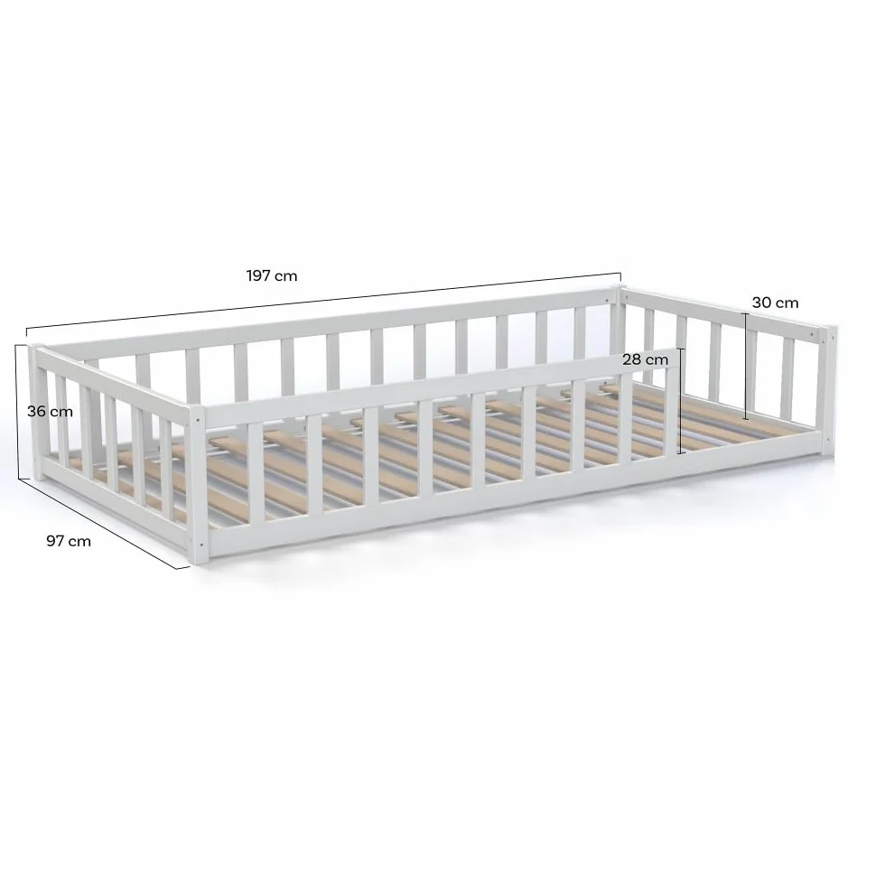 Cama Nino 90x190 Weber Industries z Somier y Barrera Blanco