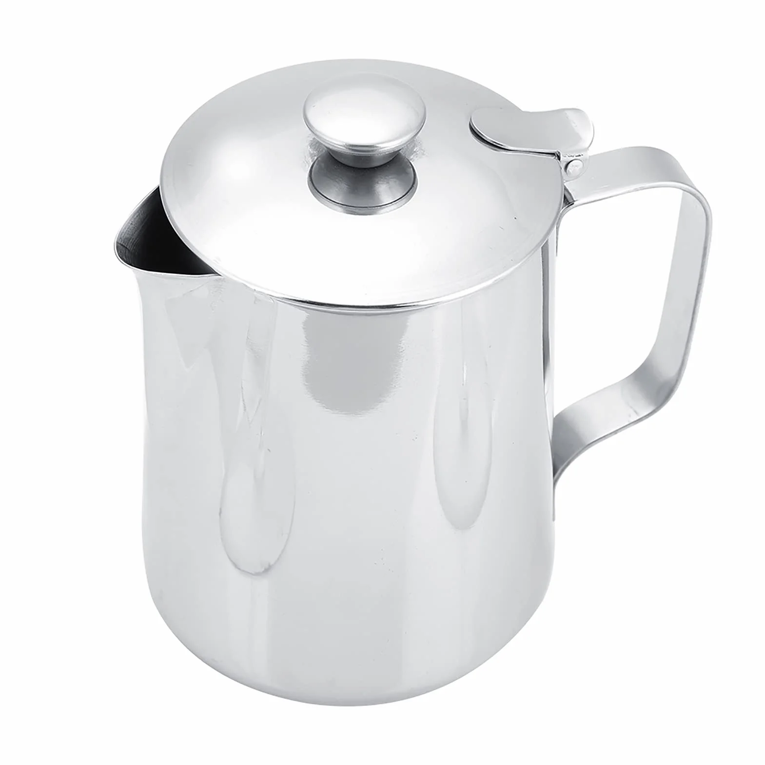 Taza de café de Acero Inoxidable Jarra de Espuma de Leche Jarra con Tapa para Latte Coffee Art Jarra de Leche de Acero Inoxidable La Boquilla sin Goteo está Diseñada para una P (600ml)