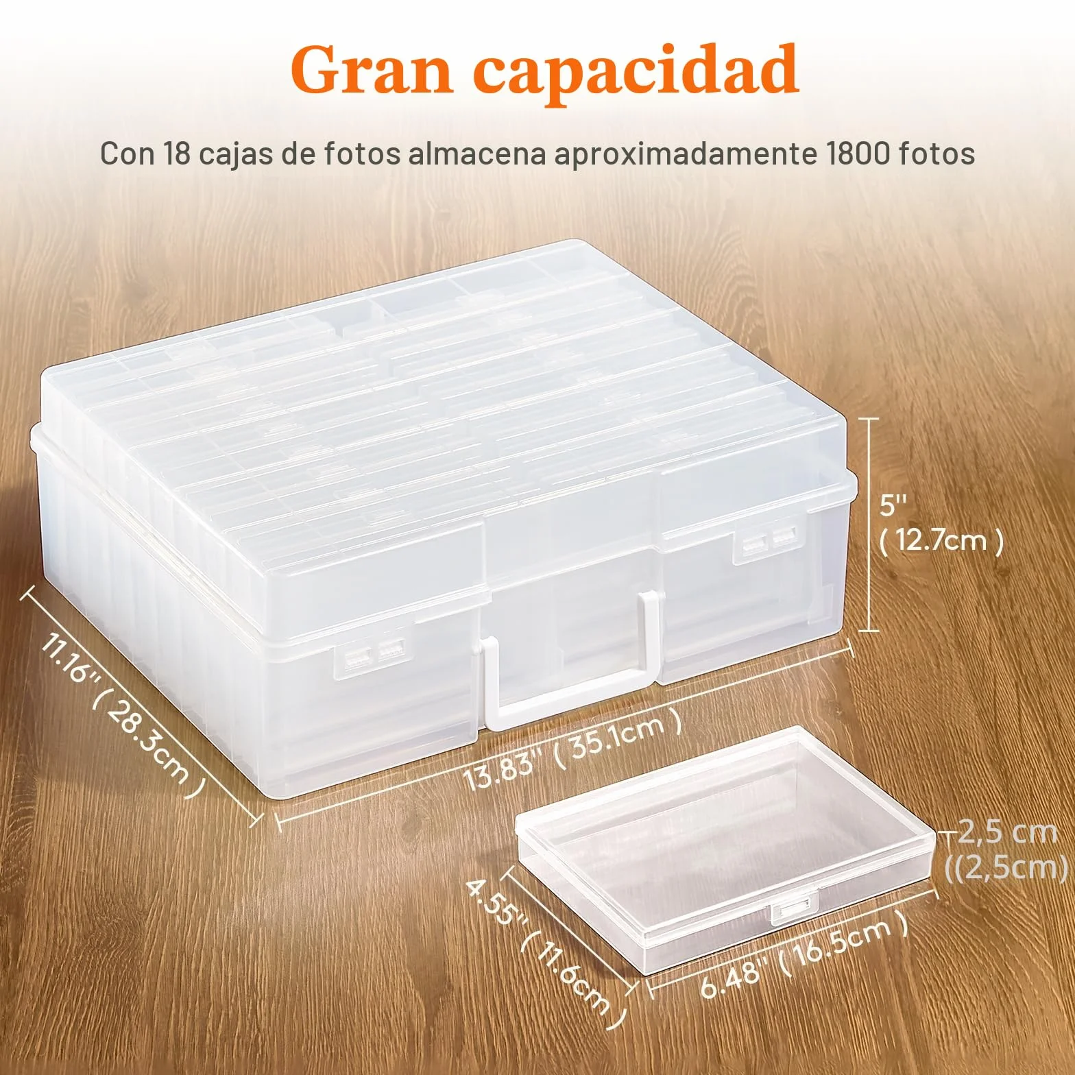Lifewit Caja de Almacenamiento para Fotos de 10 x 15 cm, Maletín que Incluye 18 Cajas para Fotos, Estuches Transparentes, Organizador de Plástico para Semillas, Tarjetas, Manualidades, 1 Unidad