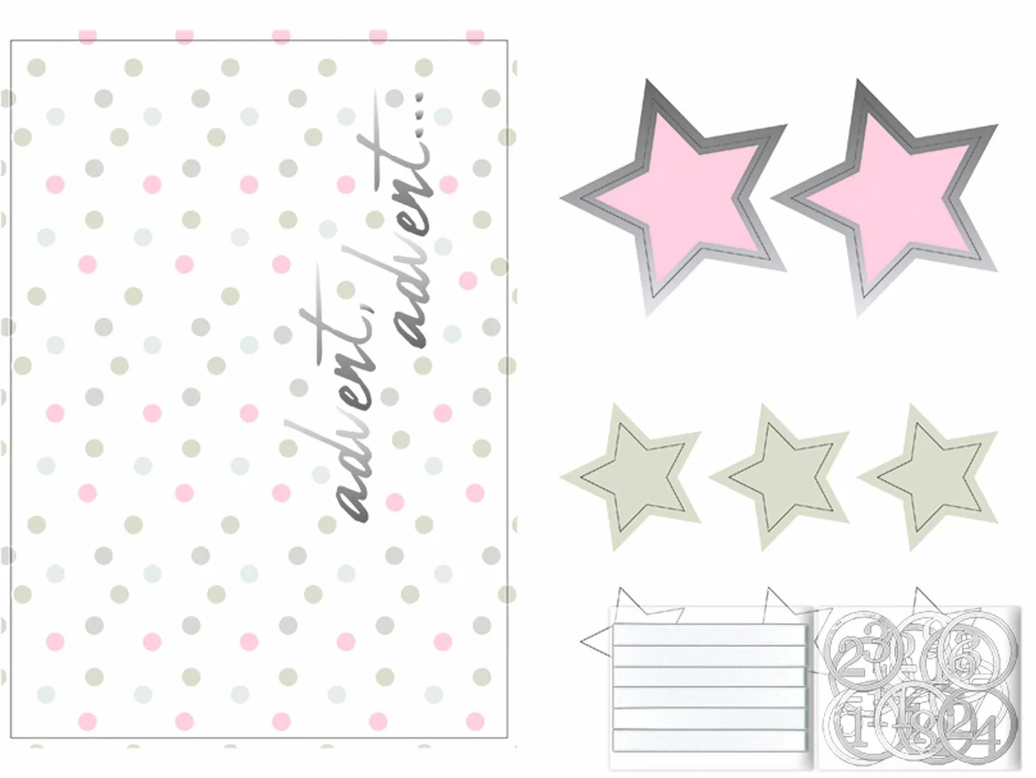 Ursus Calendario de Adviento libro estrellas 22,4 x 16,1 x 5,3 cm cartón kraft cinta satén