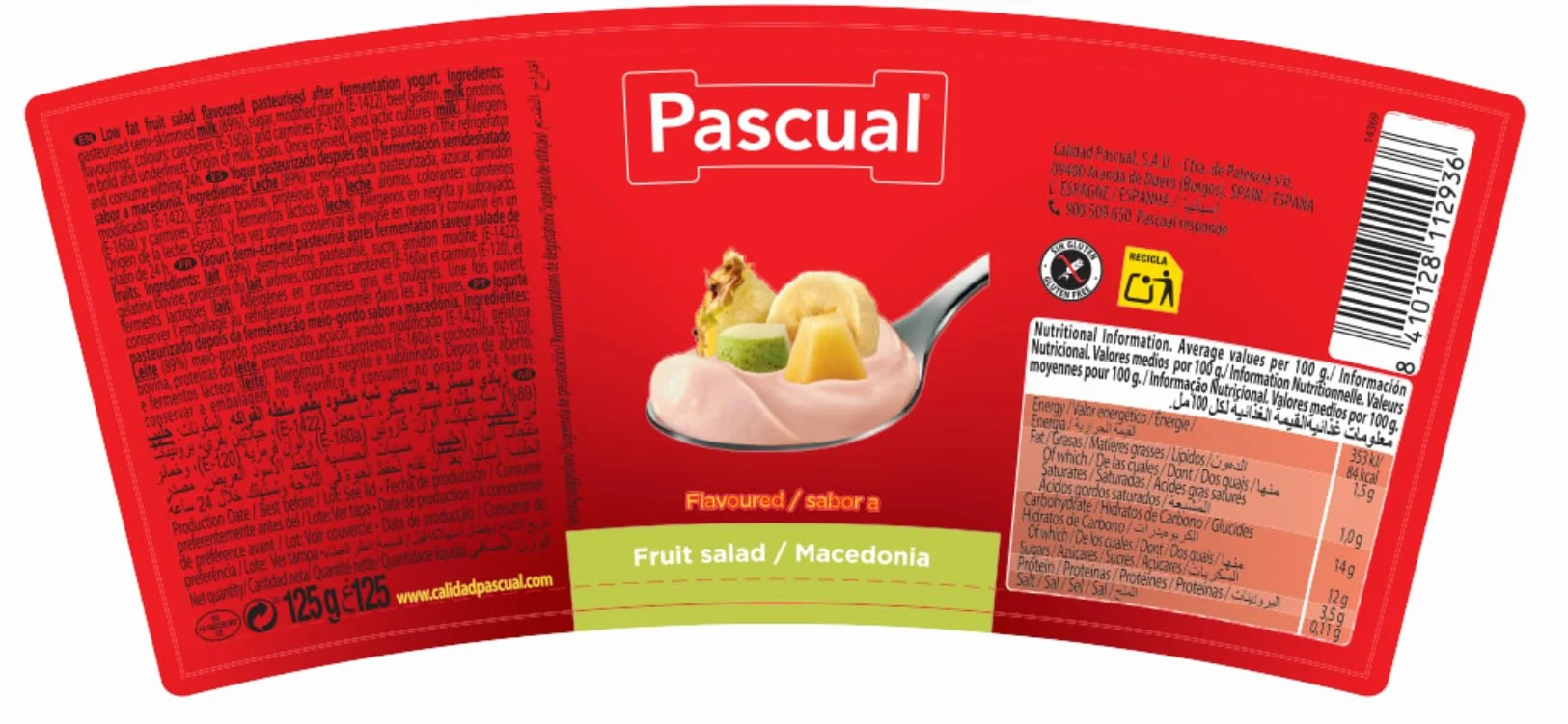 Pascual Yogur Original Sabor Macedonia Caja 24 uds 120g