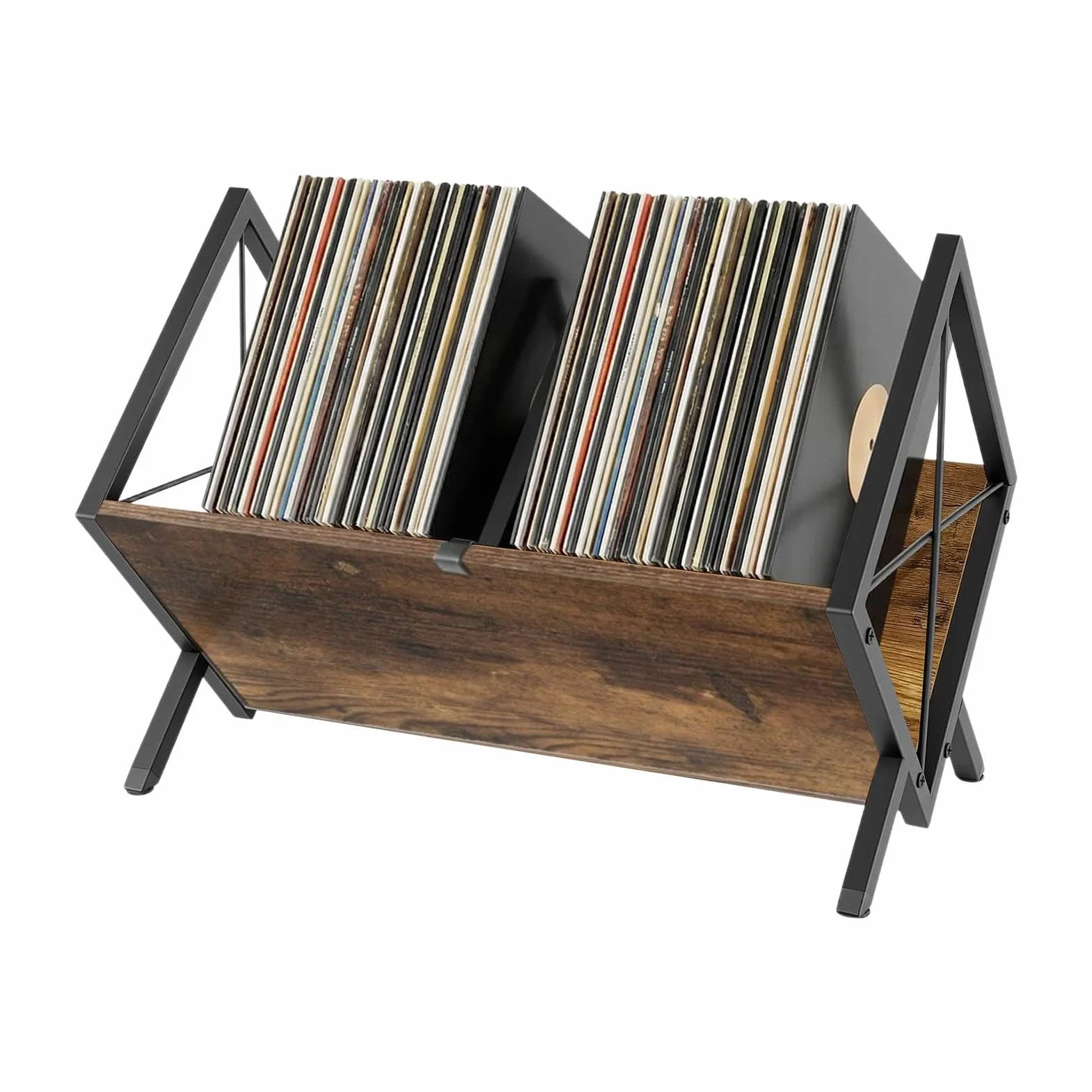Estante Retro para Vinilos Marrón, Espacioso y Rústico, Capacidad para | Expositor de Colección de Álbumes Para Libros, Archivos, Estudio, Oficina, Biblioteca Y Dormitorio