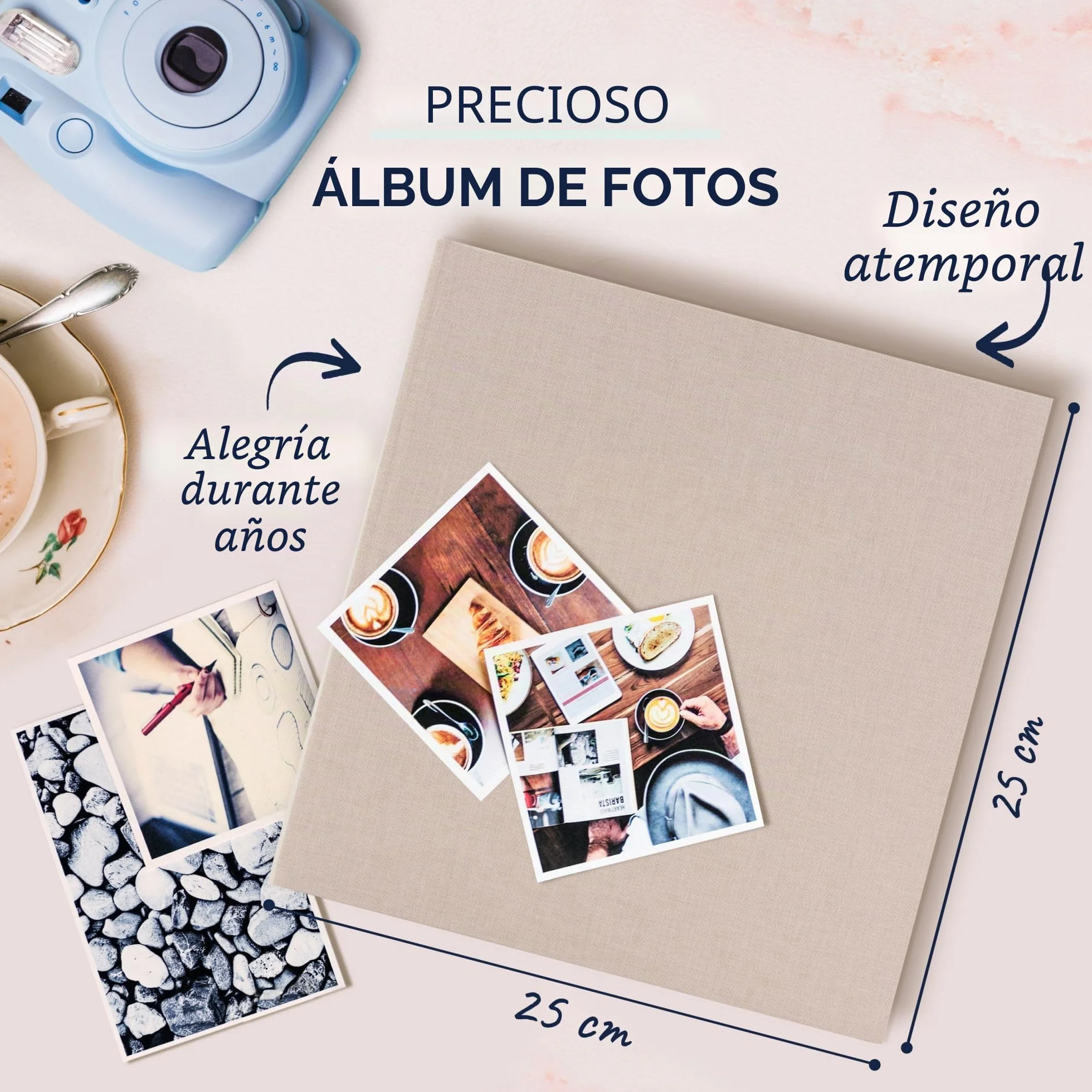 goldbuch 24605 Álbum de fotos Summertime Trend 2 con 60 páginas blancas con separadores de pergamino, álbum de recuerdos con cubierta de lino para pegar, color beige, 25 x 25 x 4 cm