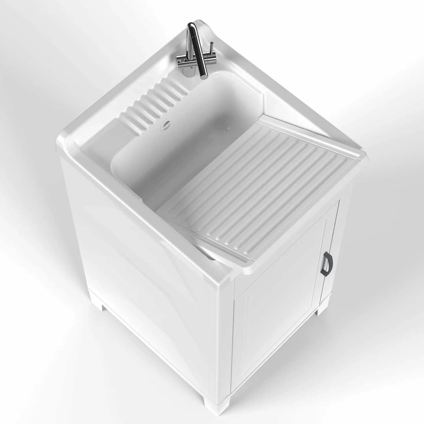 Mueble de 45 x 50 cm, kit de lavabo de resina y PVC, color blanco
