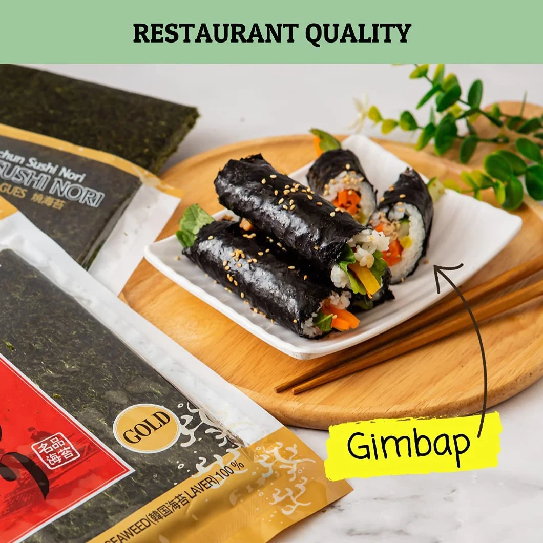 Orgánica Sushi Nori 50 Hojas, Oro grado, producto de Corea