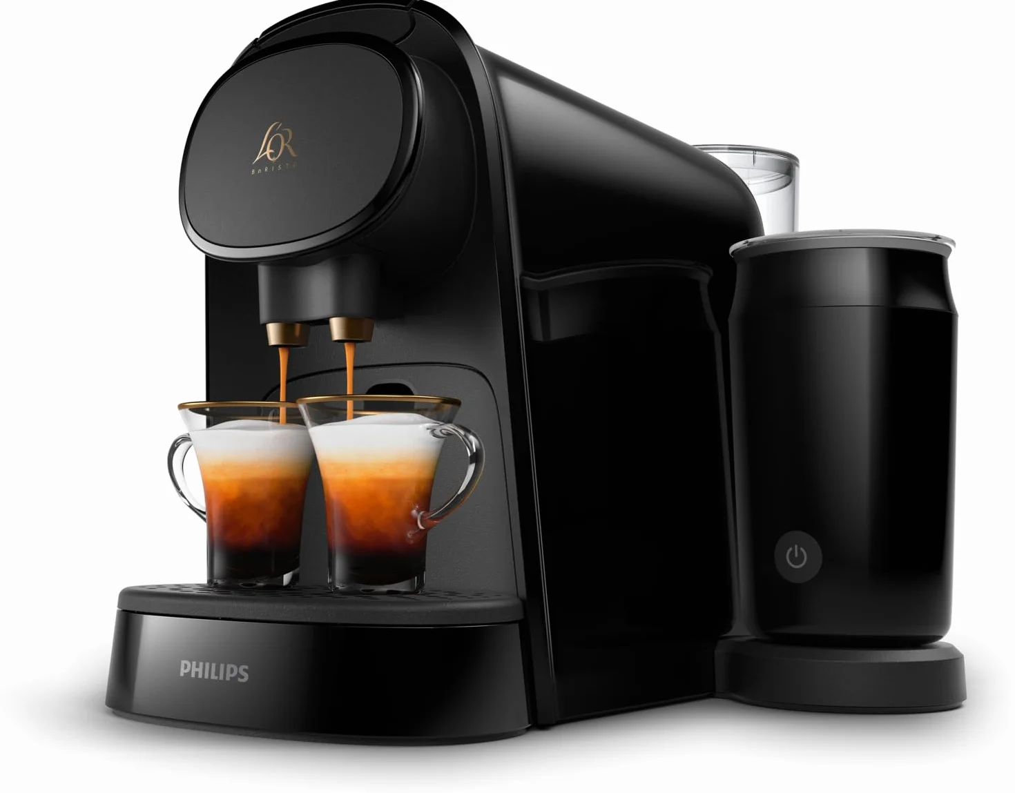 Philips l'OR Barista Cafetera de Cápsulas, Doble Espresso, 1 o 2 Tazas, Menú completo de cafés, Negro Piano (LM8014/60)