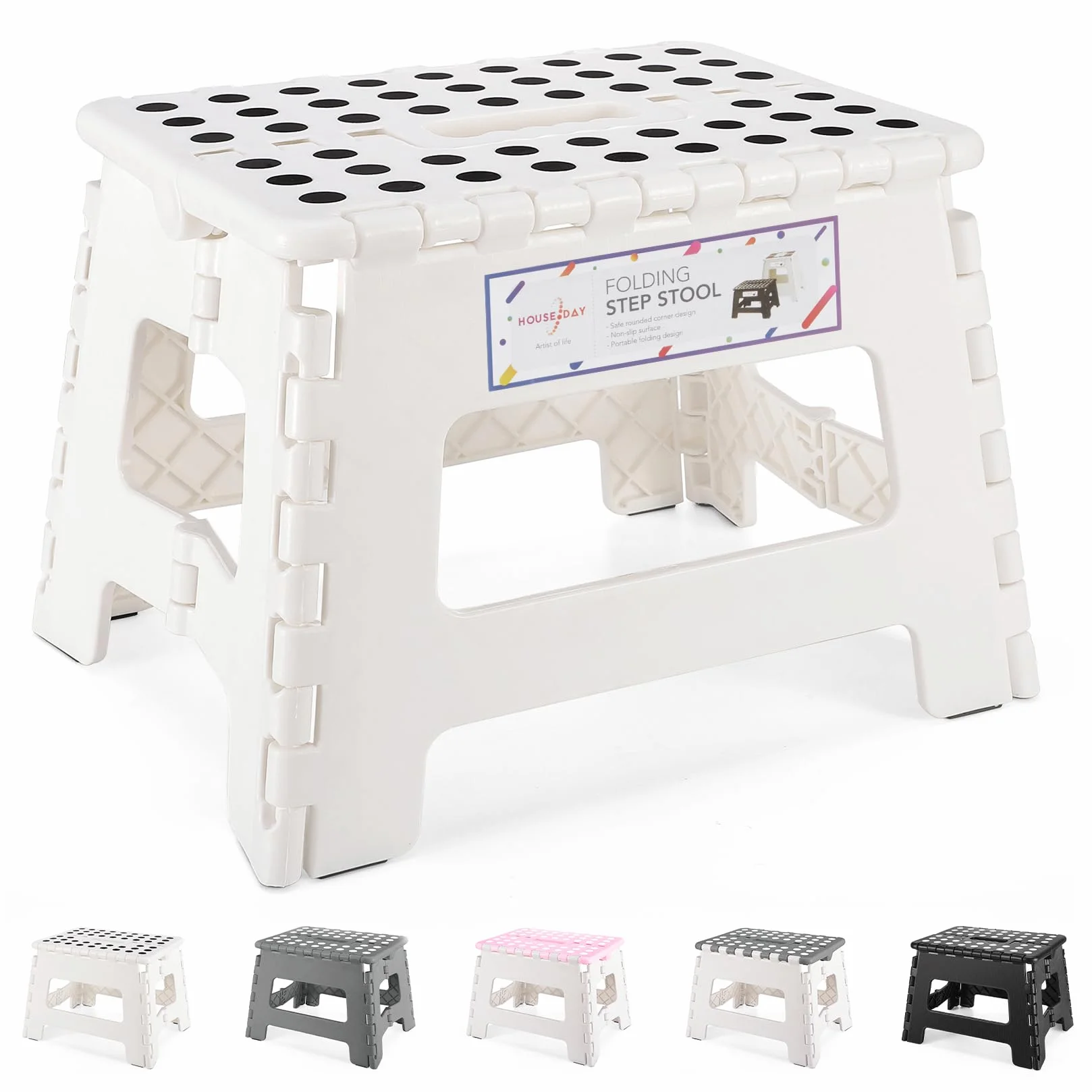 House Day Taburete Plegable para niños 22 cm Plástico Blanco