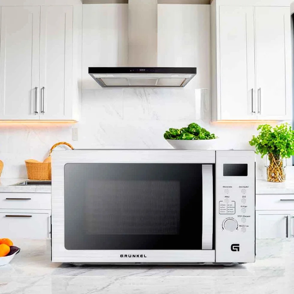 Microondas con grill y airfryer Grunkel MW-28AIRFRYER de 28 litros y 3 funciones, microondas 900W, grill 1200W, airfryer y horno 2200W con 5 niveles de potencia 8 programas y descongelado.