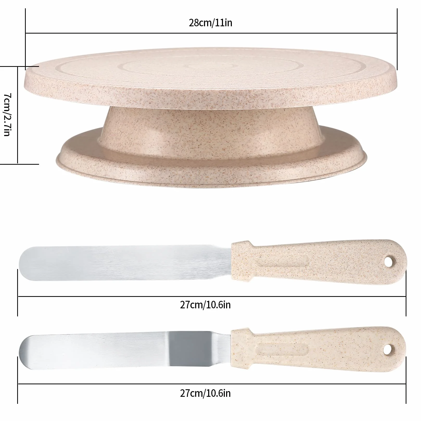 Herramientas de Plato Giratorio de Decoración para Pasteles, Kit de Suministros con Raspadores, Espátulas, Mangas Pasteleras, Boquillas de Polipropileno
