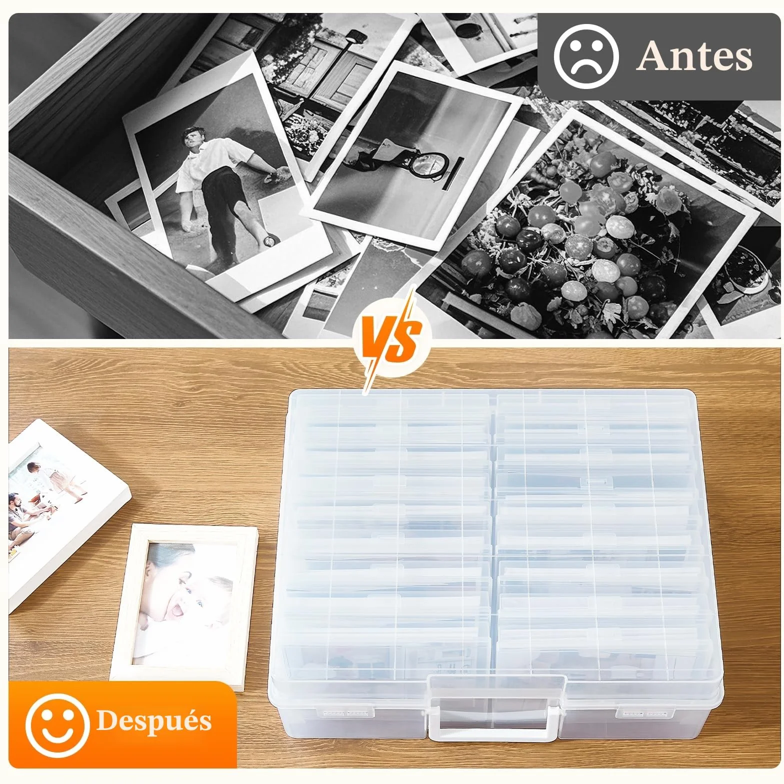 Lifewit Caja de Almacenamiento para Fotos de 10 x 15 cm, Maletín que Incluye 18 Cajas para Fotos, Estuches Transparentes, Organizador de Plástico para Semillas, Tarjetas, Manualidades, 1 Unidad