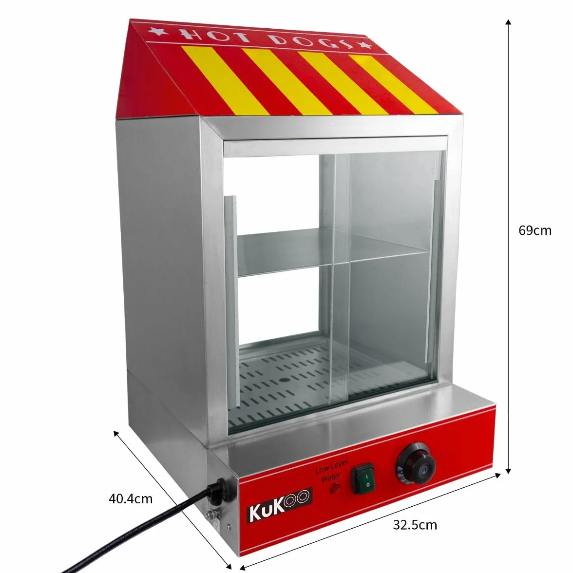 Calentador de Perritos Calientes Comercial 2000W Máquina Eléctrica de Vapor para Hot Dogs con Temperatura Ajustable 30-110°C