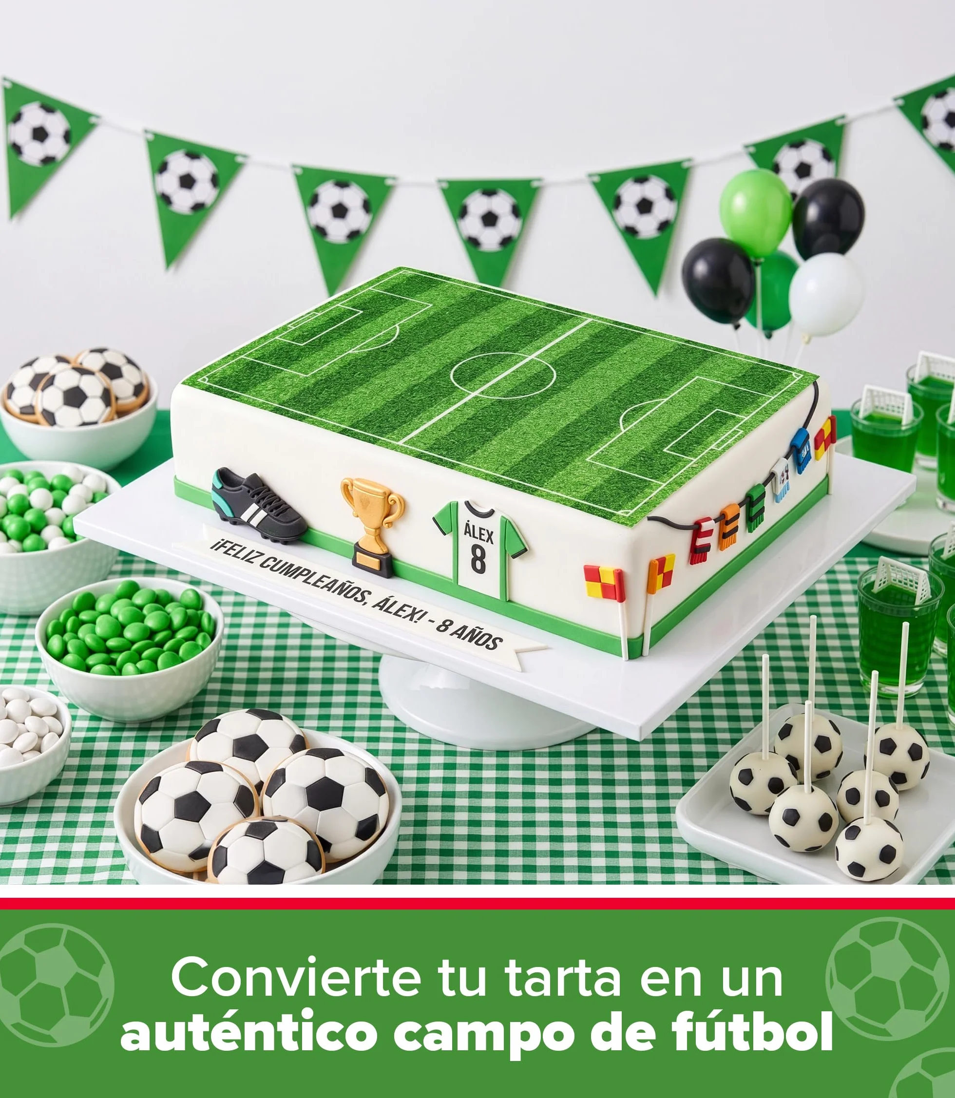 Lámina comestible Campo de Fútbol 20x27cm sin azúcar añadido sin gluten decoración tartas