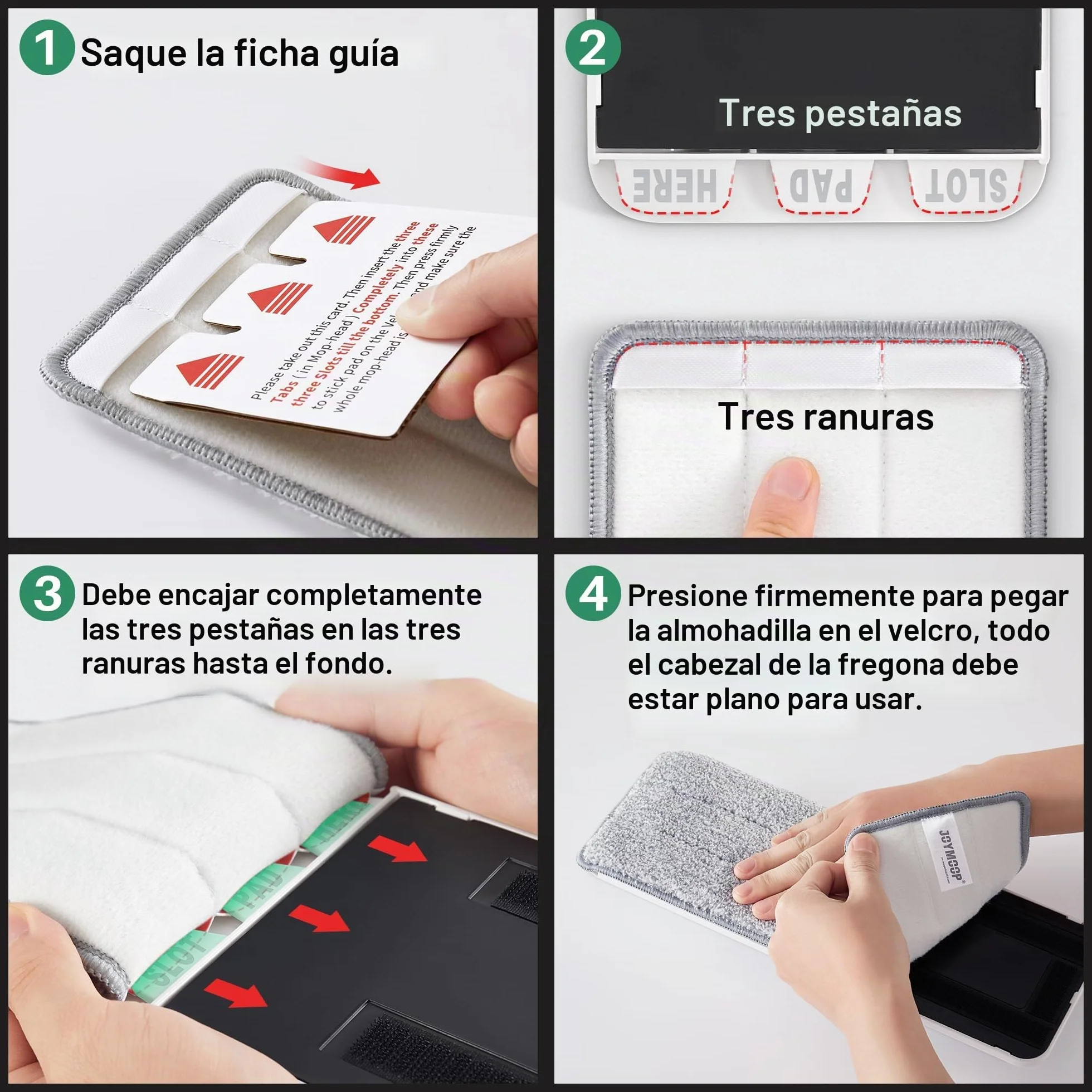 JOYMOOP Fregona plana con cubo escurridor, 3 almohadillas microfibra lavables, limpieza suelos seco y húmedo