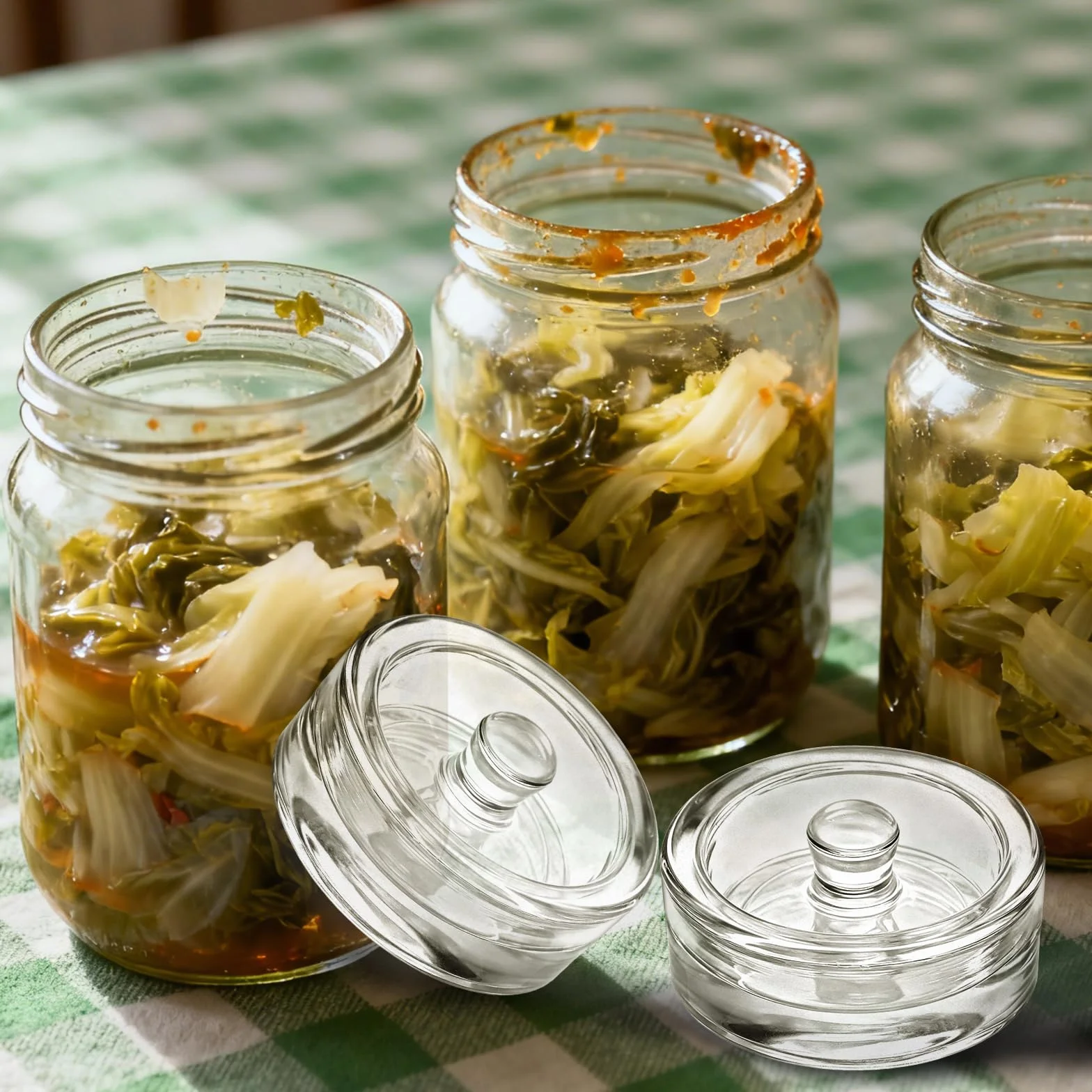 4 pesos de fermentación, pesos de vidrio para fermentación (7 cm de diámetro), peso de fermentación, accesorios para fermentación, adecuado para la fermentación de pepinillos, chucrut, etc.