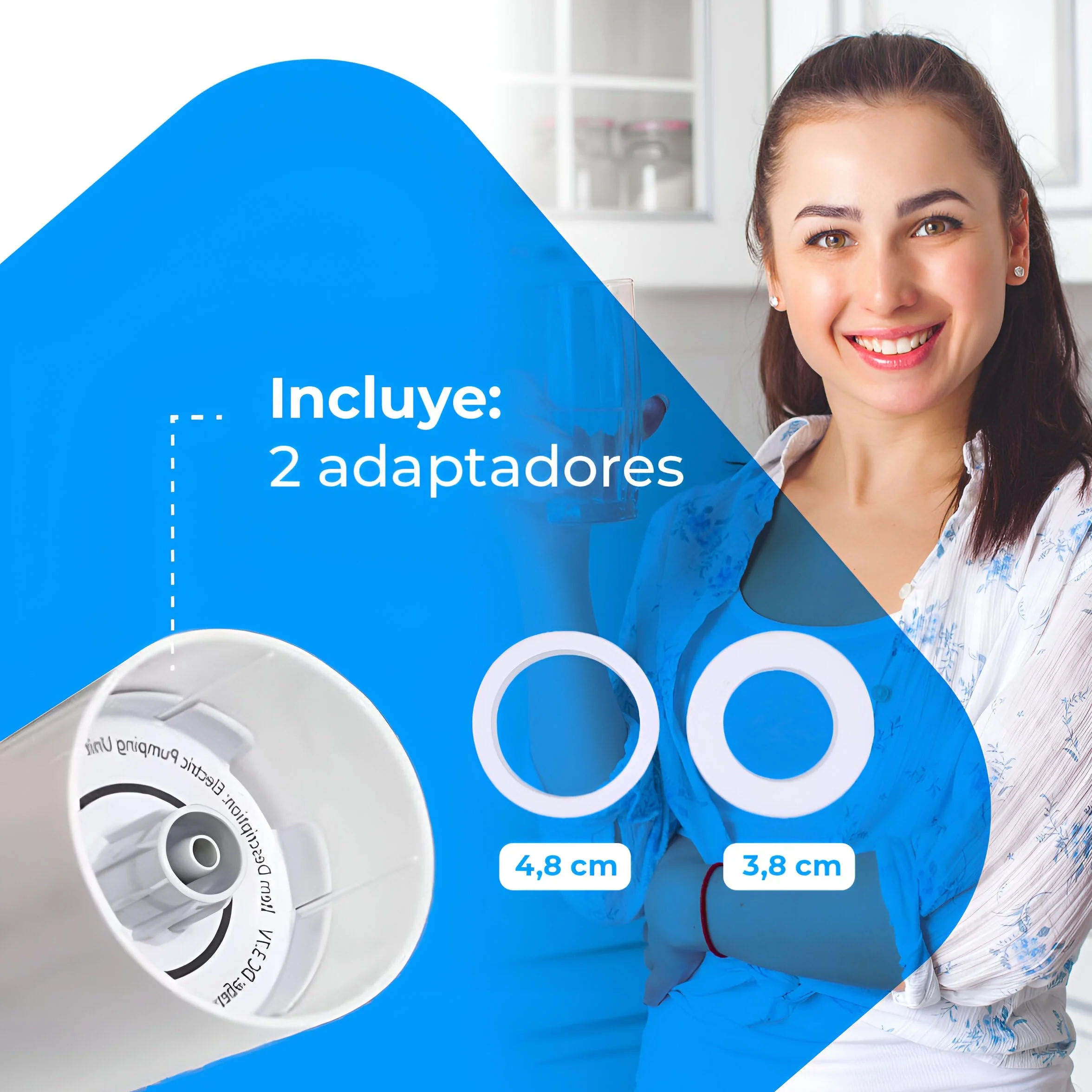 NK Dispensador de Agua - Indicador LED, Batería 1200 mAh Recargable por USB, Material de Silicona, Compatible con Garrafas y Botellas 4,5L 5L 7,5L 10L 11,3L 15L 18,9L Adaptador de 3,8-4,8cm (Blanco)