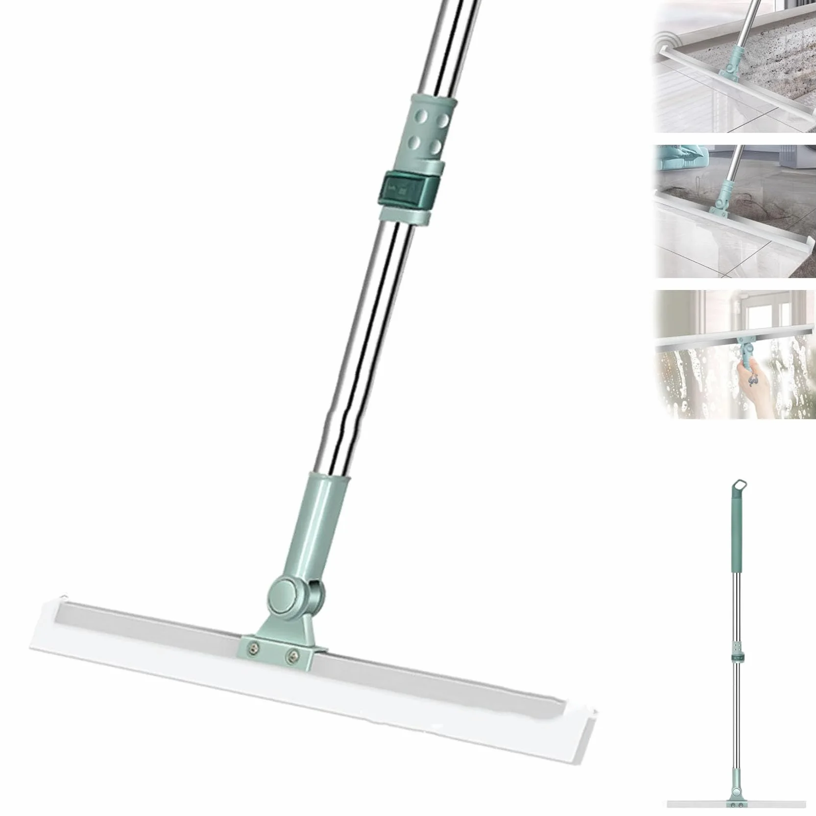 Retractable Silicone Floor Scraper Bathroom Wiper 52cm Pet Hair Cleaning Broom