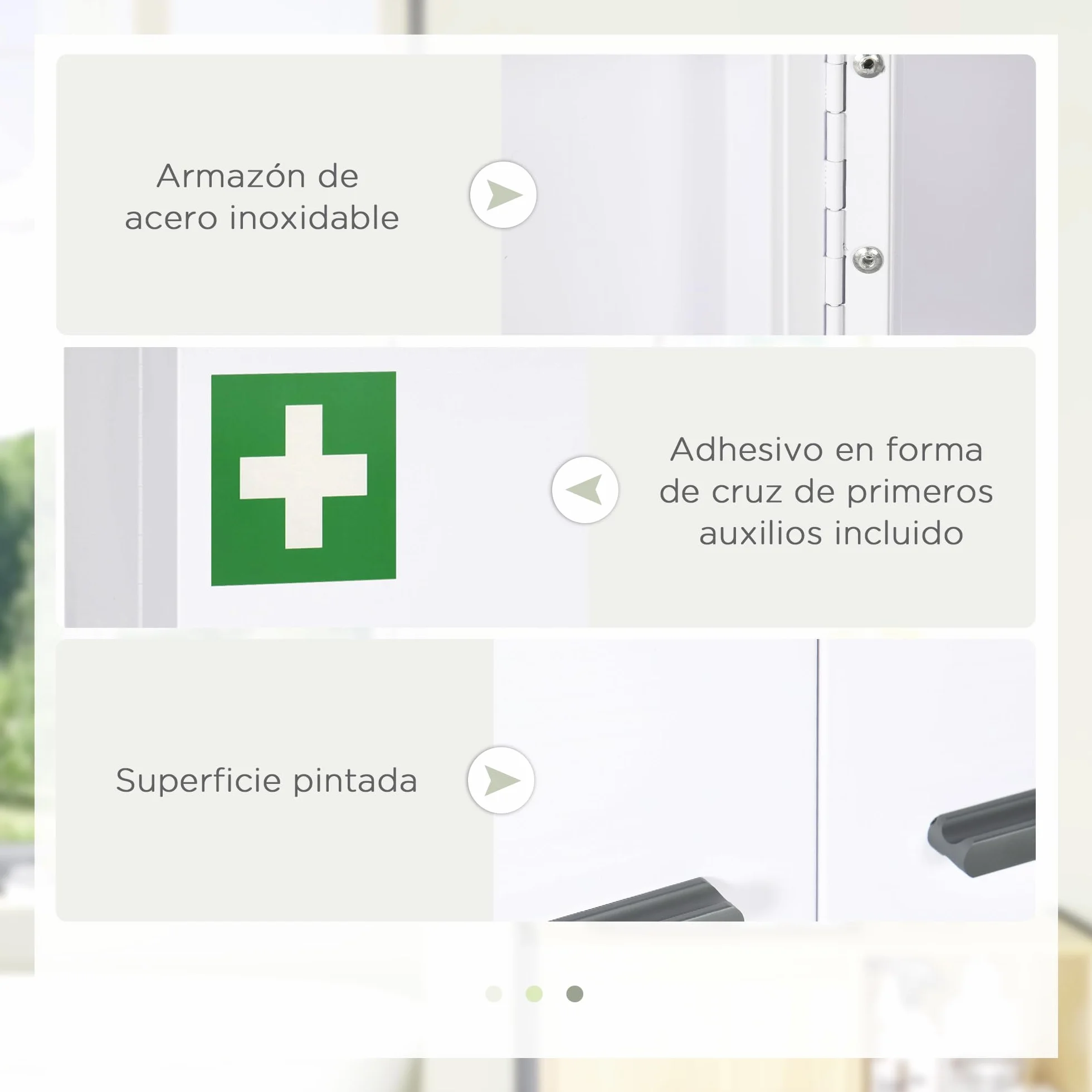 kleankin Botiquín de Pared 3 Niveles Armario Baño Acero 55x18x60 cm Blanco