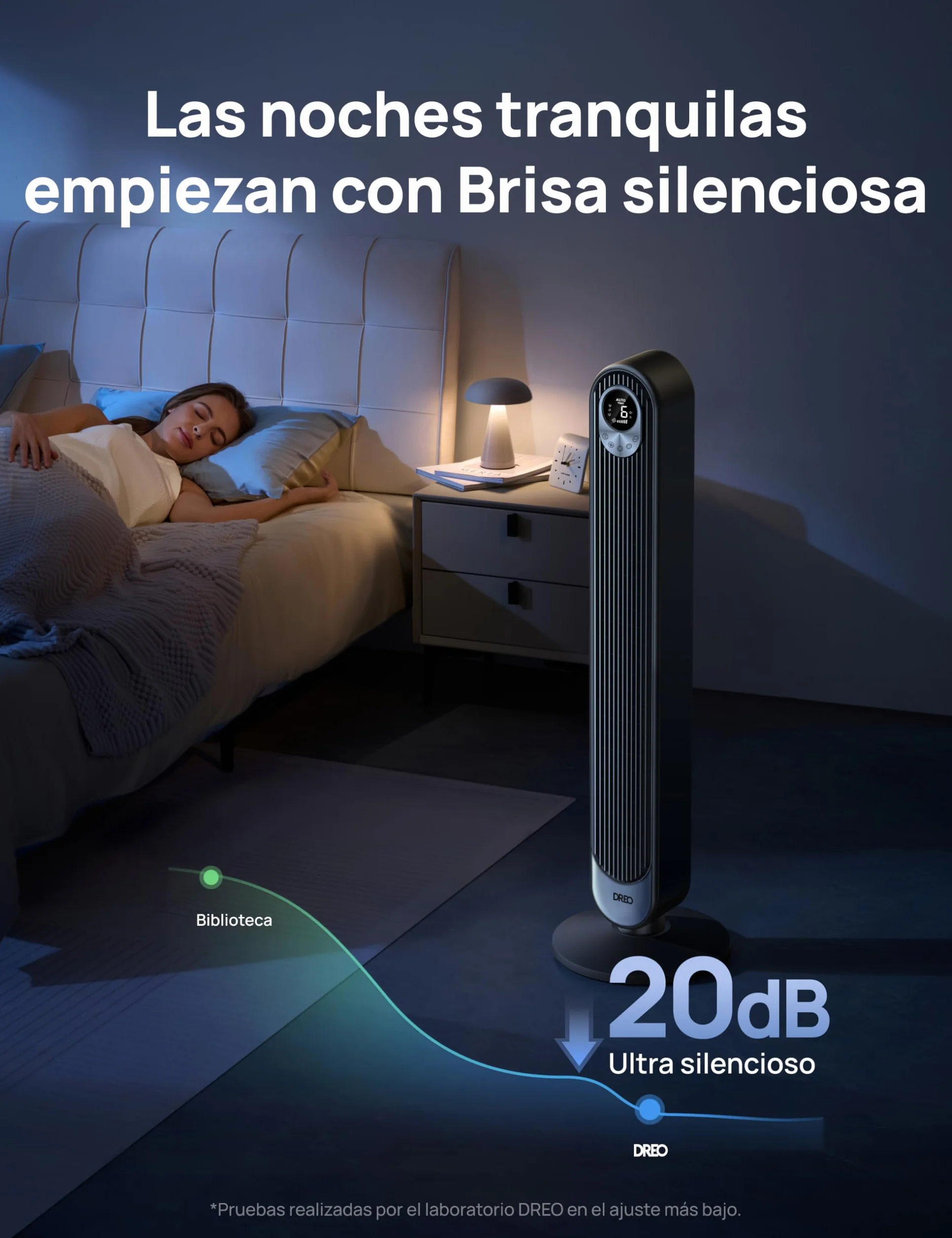 Dreo Cruiser Pro T1 Ventilador de Torre 106 cm 28dB 8,53 m/s 9 Velocidades 90° Oscilante 4 Modos Temporizador 12h