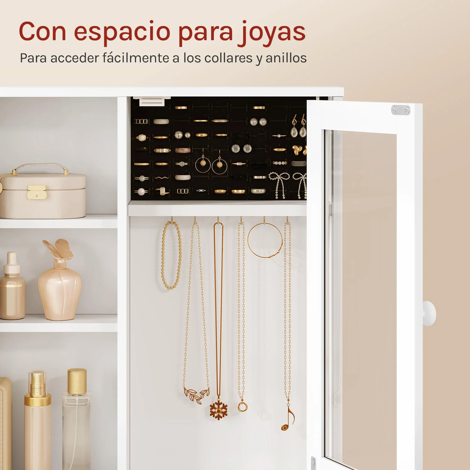 WOLTU Tocador Maquillaje con Joyero, Espejo Luz LED Ajustable, Mesa Tocador Maquillaje con Enchufes, Cajones y Estantes, Blanca, MB6125ws