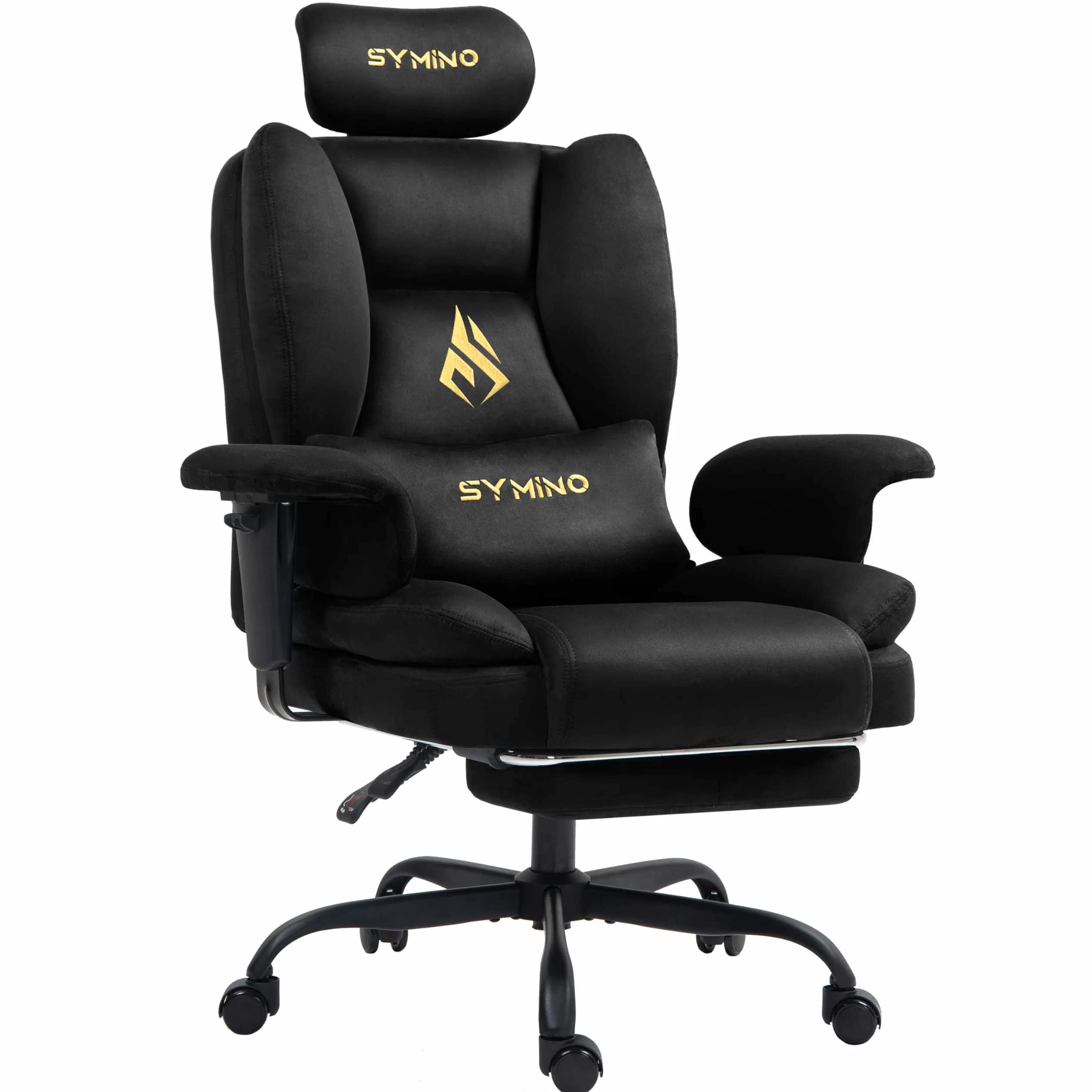 Symino Silla Gaming Ergonomica con Reposapiés - Silla Gamer de Oficina Reclinable 90-155° con Reposabrazos Ajustable -Adultos hasta 130kg