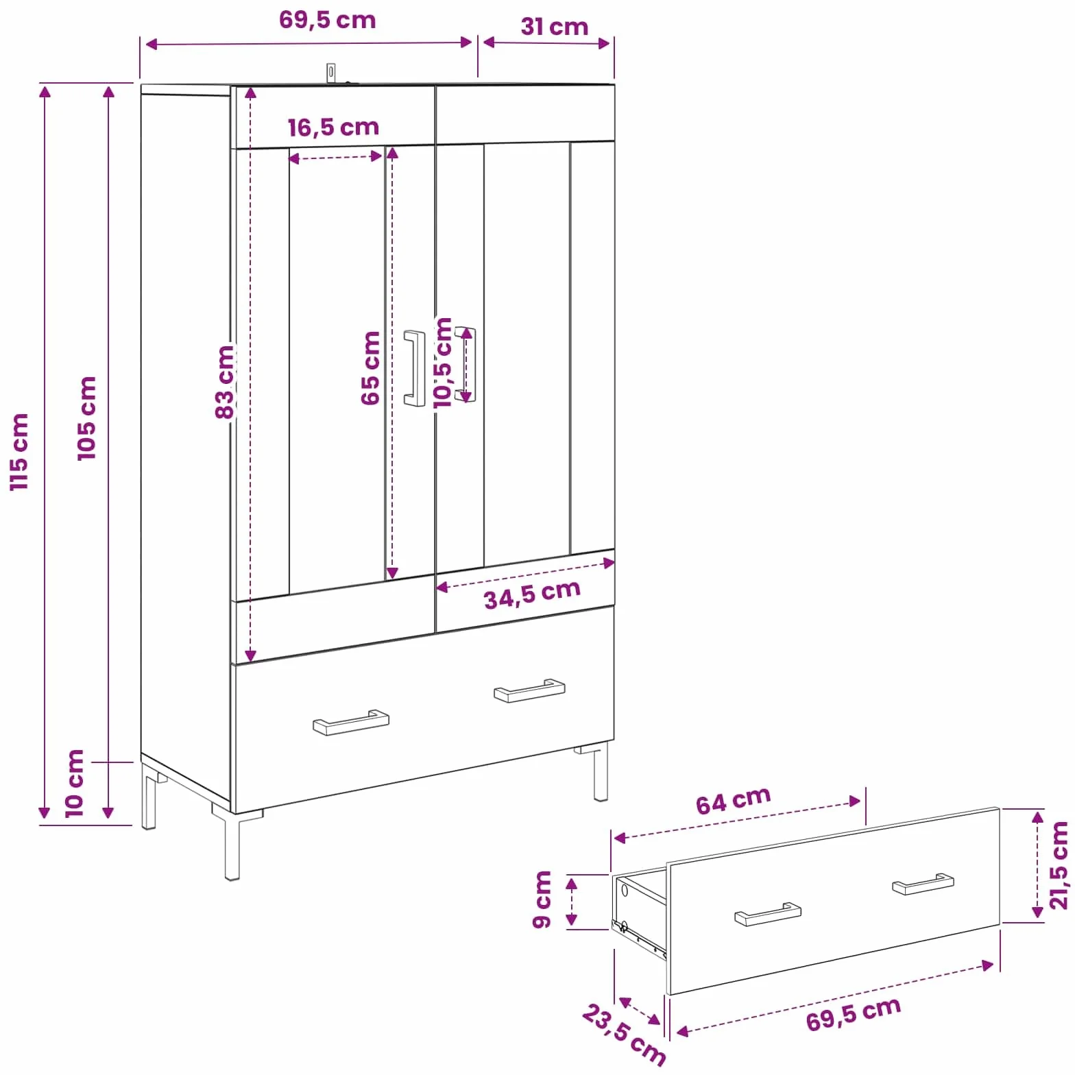 vidaXL Alacena Madera Vieja 69,5 x 31 x 115 cm Madera contrachapada, Armario Moderno para Sala, diseño Rectangular, Mueble Resistente con Amplio Espacio, ¡Funcional y con Estilo