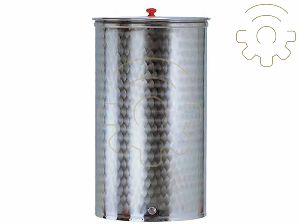 Barril fabricado en Italia con barril de acero inoxidable 18/10, recipiente con tapón para el depósito de alimentos, vino, aceite, cerveza, agua (200 l)