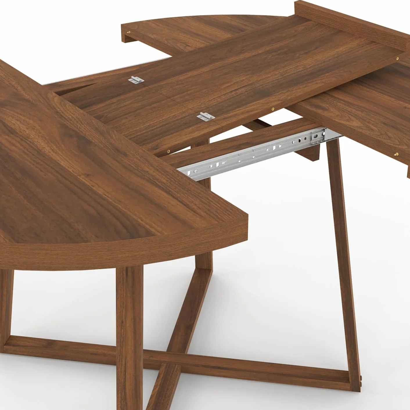 IDMarket - Mesa de Comedor Extensible Redonda Selma 4-8 Personas Nogal 110-150 cm