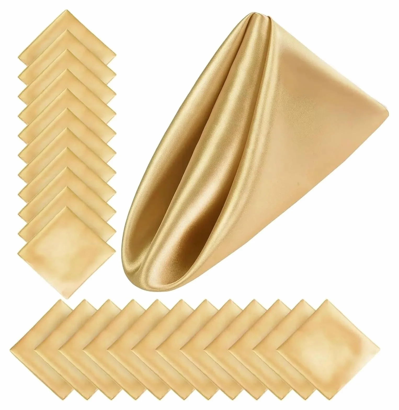 Napoles de Tela de algodón, Servilletas de Mesa 50 Piezas 30x30 cm satén Cuadrado Multicolor Lavable decoración del Banquete Boda(50pcs-Golden)