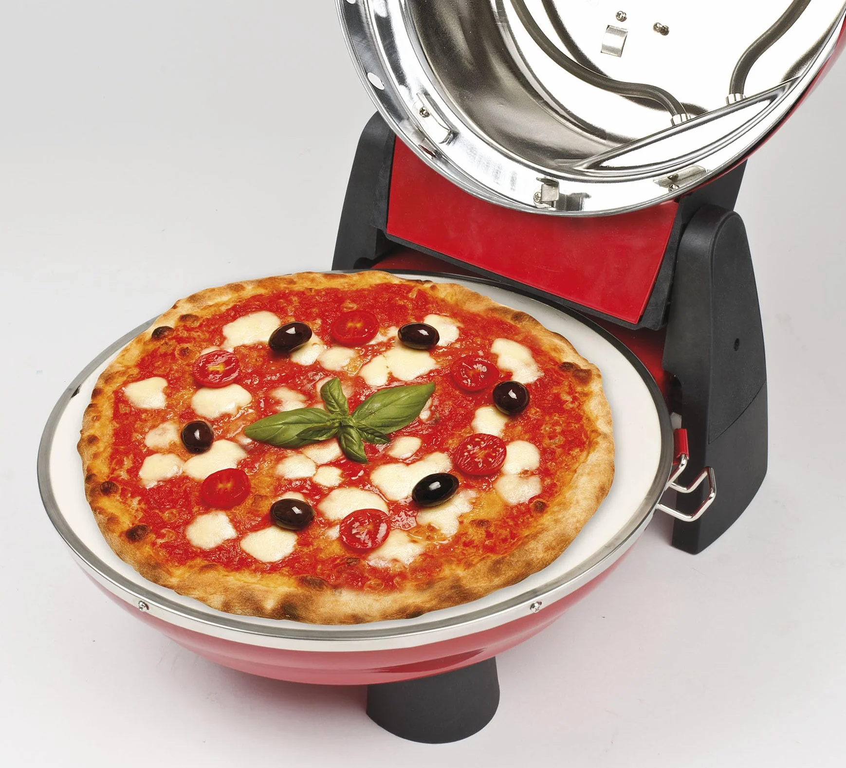 G3 Ferrari G10032 Horno Eléctrico para Pizza 400°C Doble Piedra Refractaria 31 cm Acero Inoxidable 1200 W Rojo
