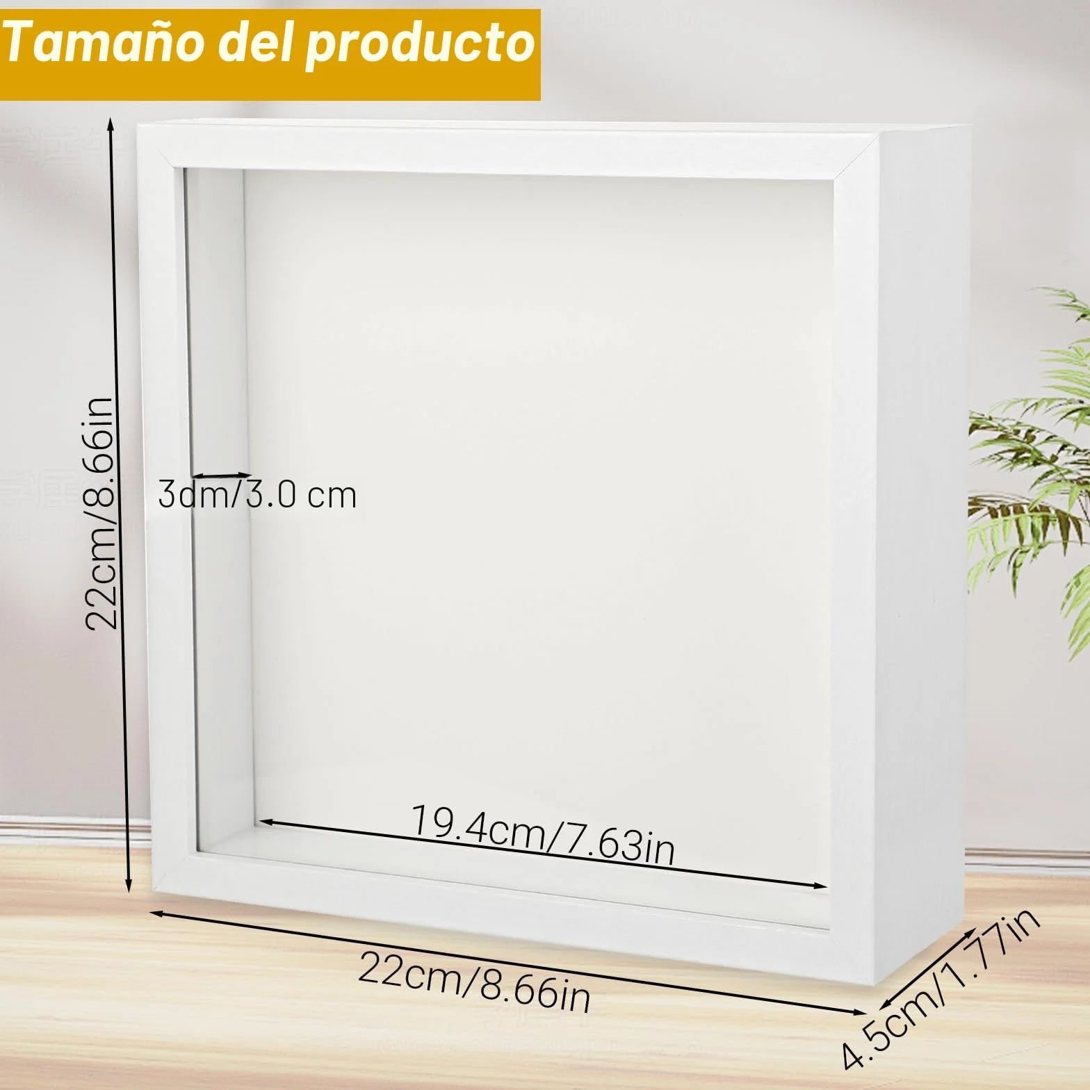 Marco de Fotos 3D Madera 20x20 para Rellenar, Marcos con Profundidad para Cuadros y Recuerdos