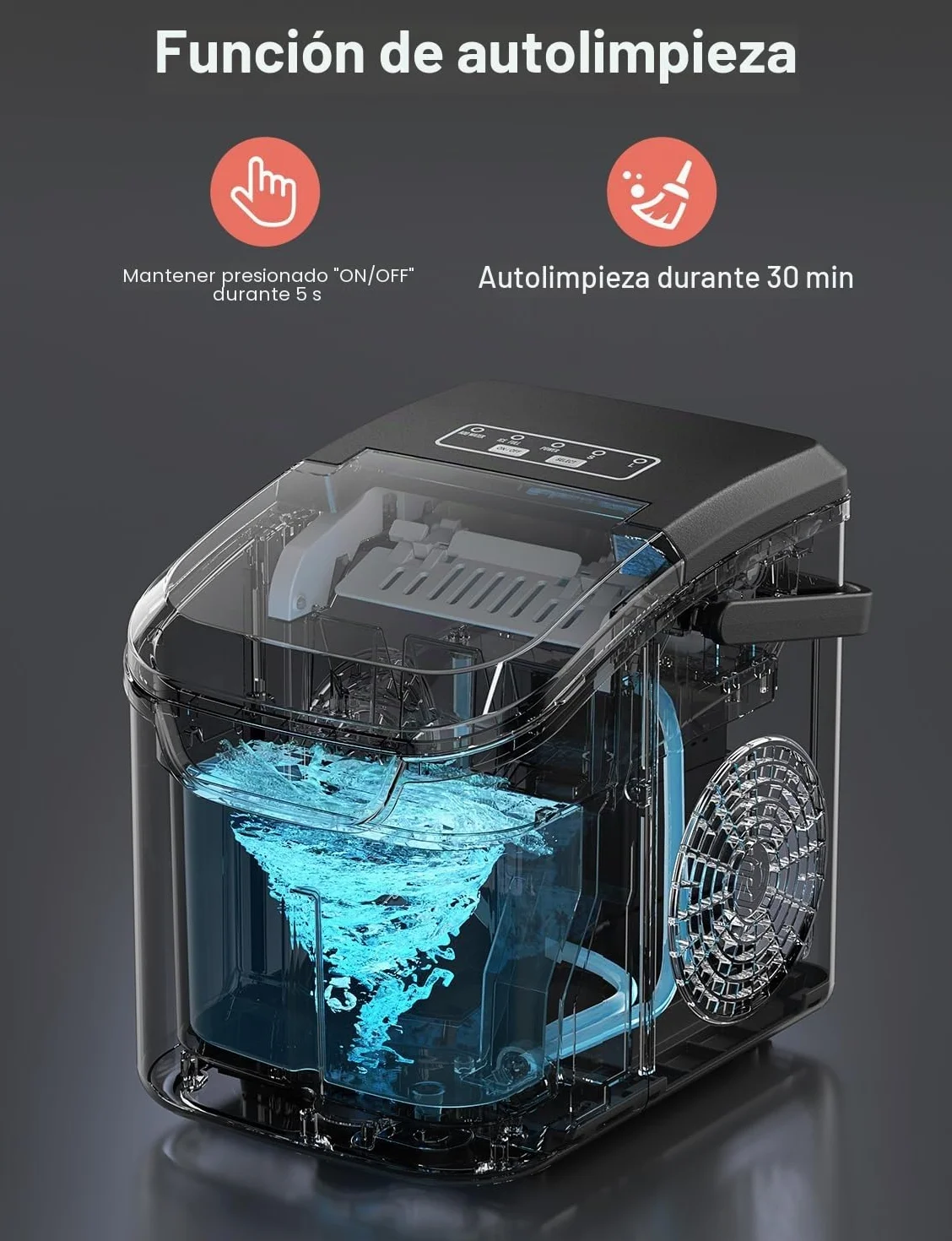 Crownful Máquina de Hielo Portátil, 6 Minutos 12kg/24h, Autolimpieza, 2 Tamaños de Cubitos, con Asa y Visor, para Casa, Cocina, Oficina, Bar y Camping en 2026