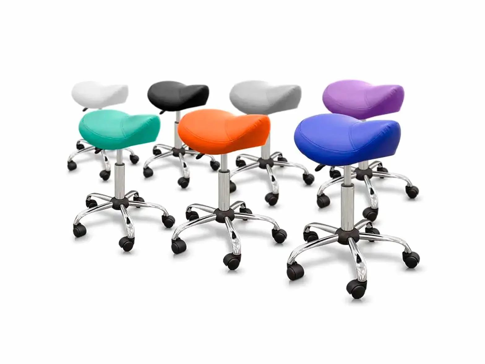 QUIRUMED Taburete Tipo Pony Ergonómico con Base de Acero, Negro, Polipiel, Regulable, hasta 150 kg